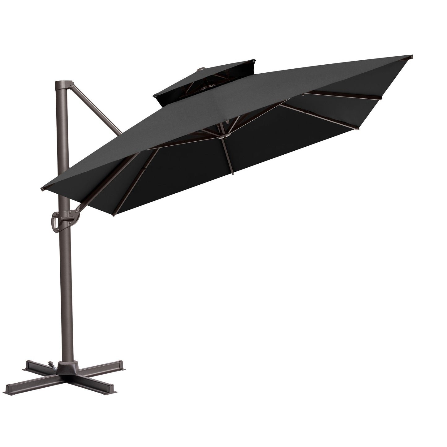 13x10 ft Aluminum Cantilever Patio Umbrella with Double Top (Base Options)