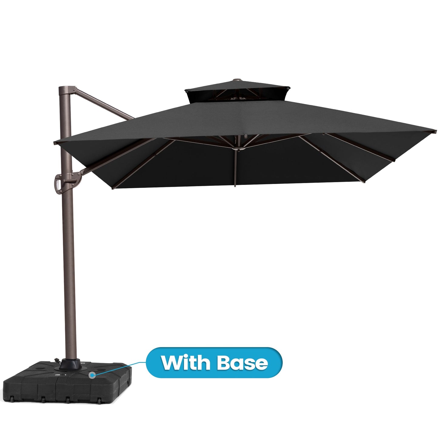 13x10 ft Aluminum Cantilever Patio Umbrella with Double Top (Base Options)