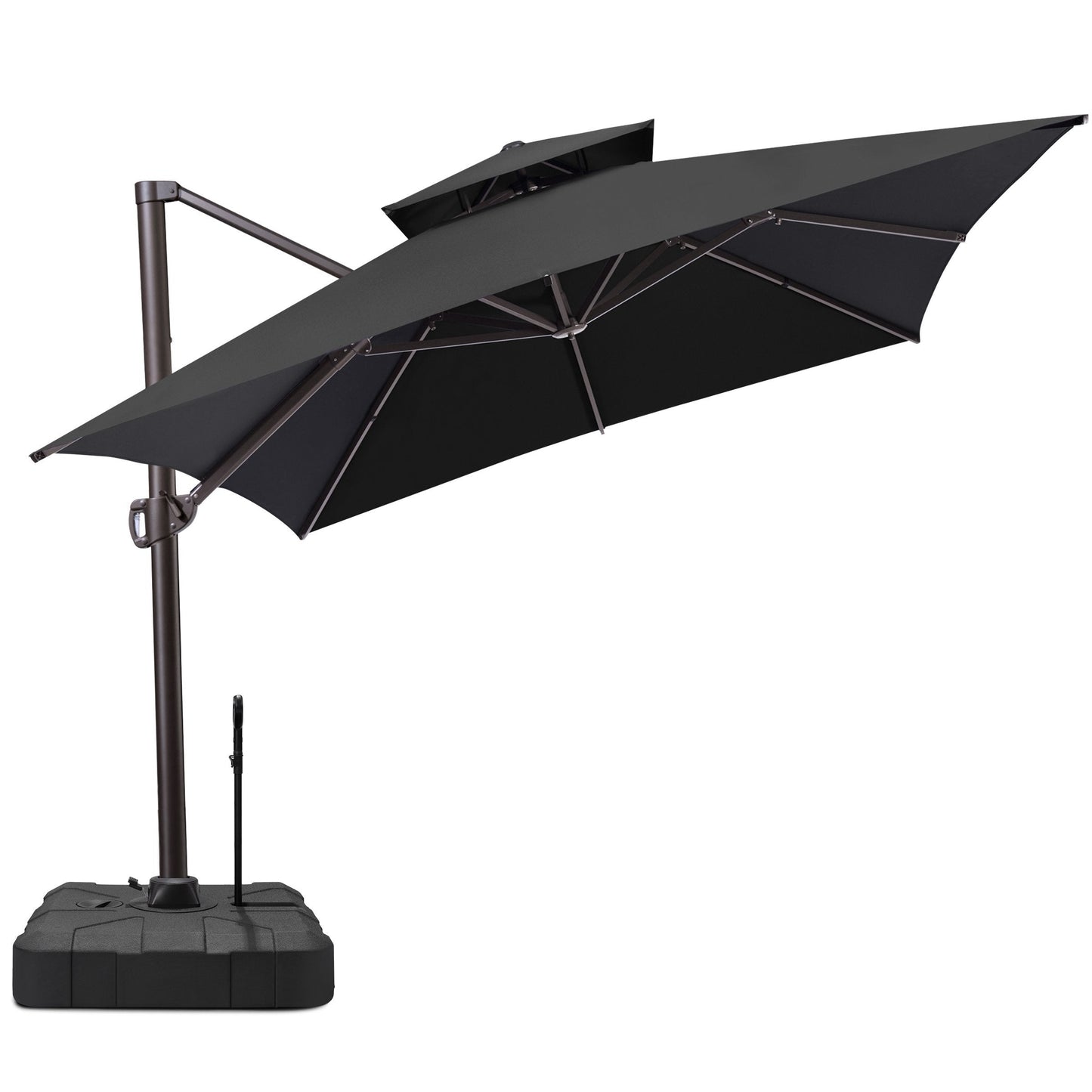 13x10 ft Aluminum Cantilever Patio Umbrella with Double Top (Base Options)