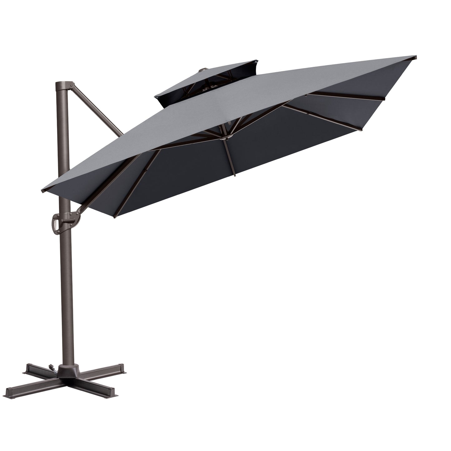 13x10 ft Aluminum Cantilever Patio Umbrella with Double Top (Base Options)