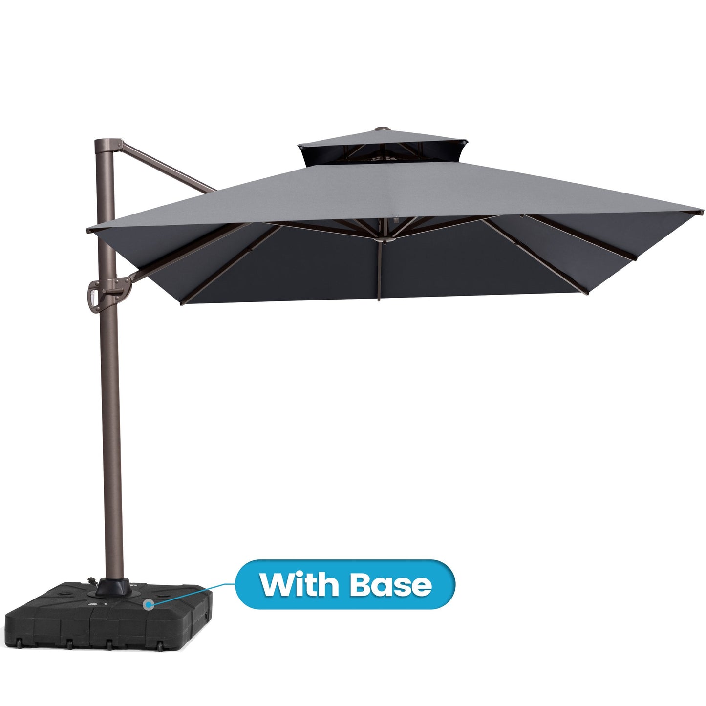 13x10 ft Aluminum Cantilever Patio Umbrella with Double Top (Base Options)