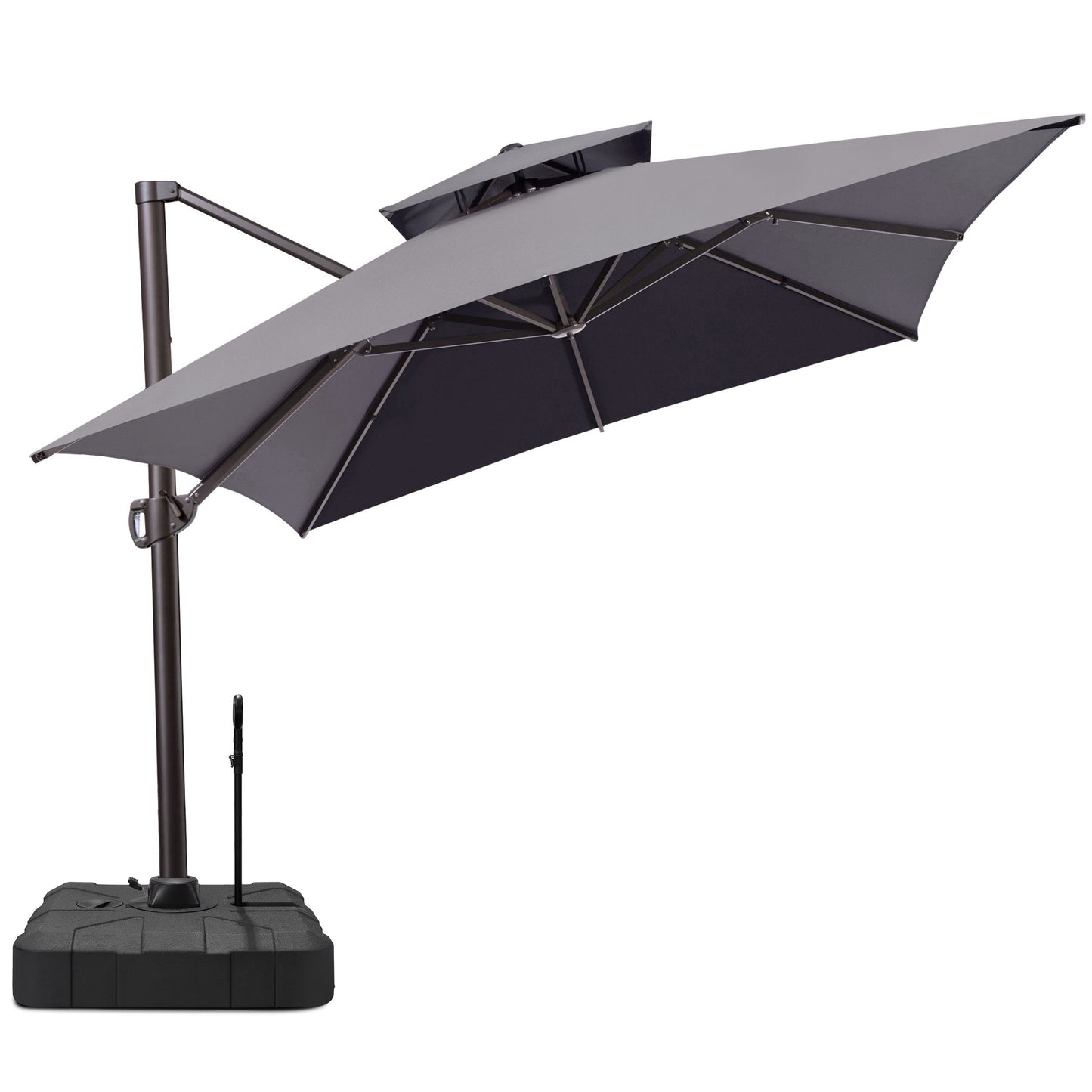 13x10 ft Aluminum Cantilever Patio Umbrella with Double Top (Base Options)