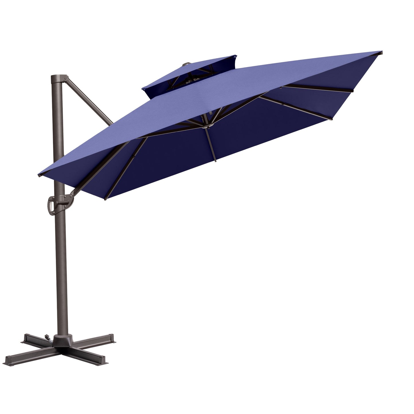 13x10 ft Aluminum Cantilever Patio Umbrella with Double Top (Base Options)