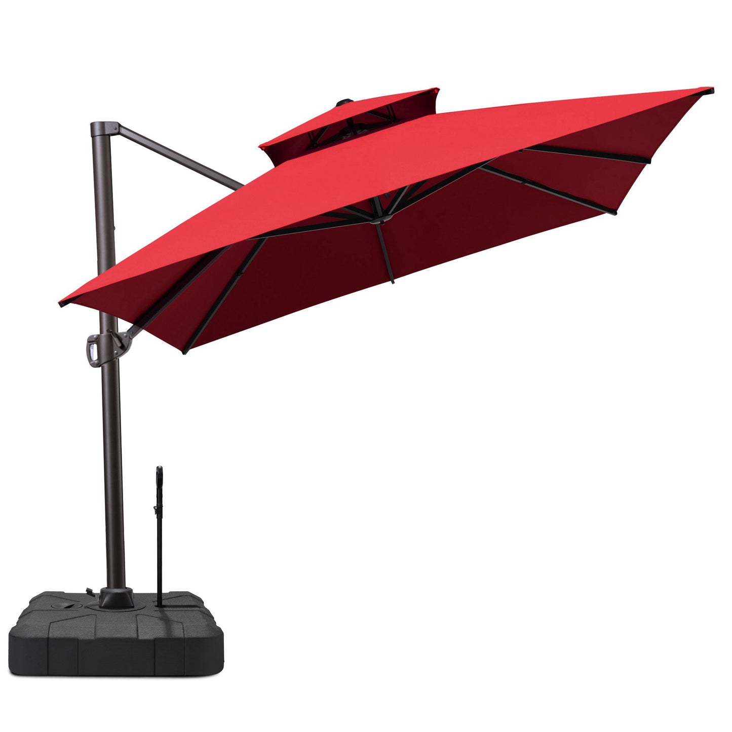 13x10 ft Aluminum Cantilever Patio Umbrella with Double Top (Base Options)
