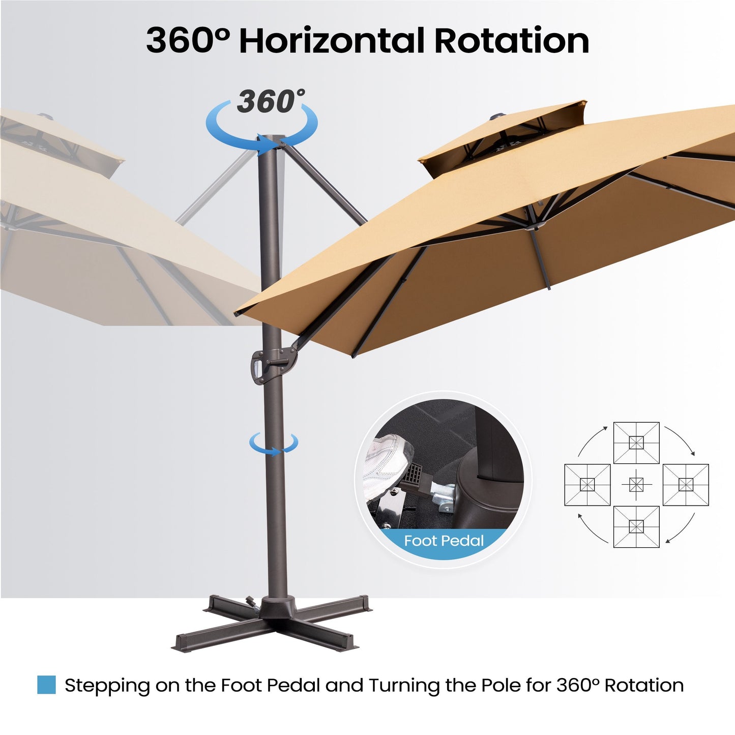 13x10 ft Aluminum Cantilever Patio Umbrella with Double Top (Base Options)