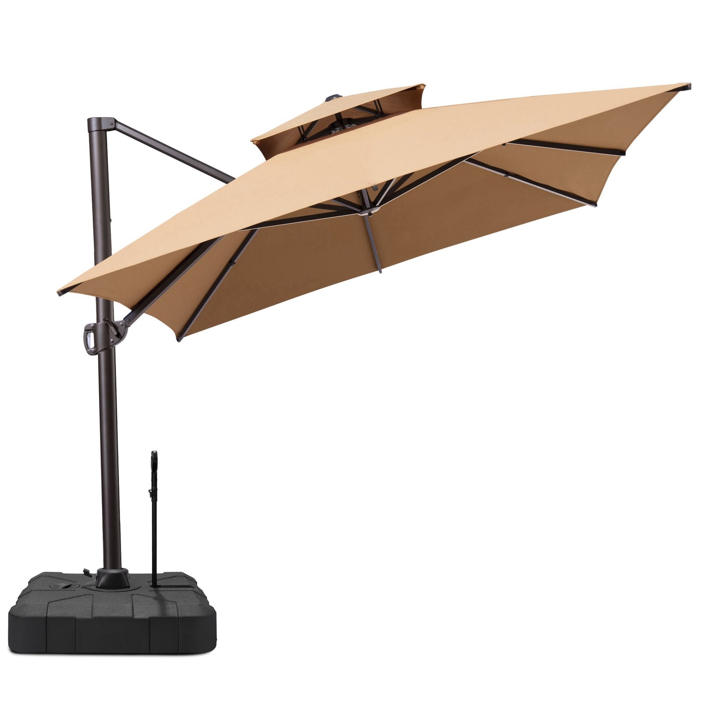 13x10 ft Aluminum Cantilever Patio Umbrella with Double Top (Base Options)