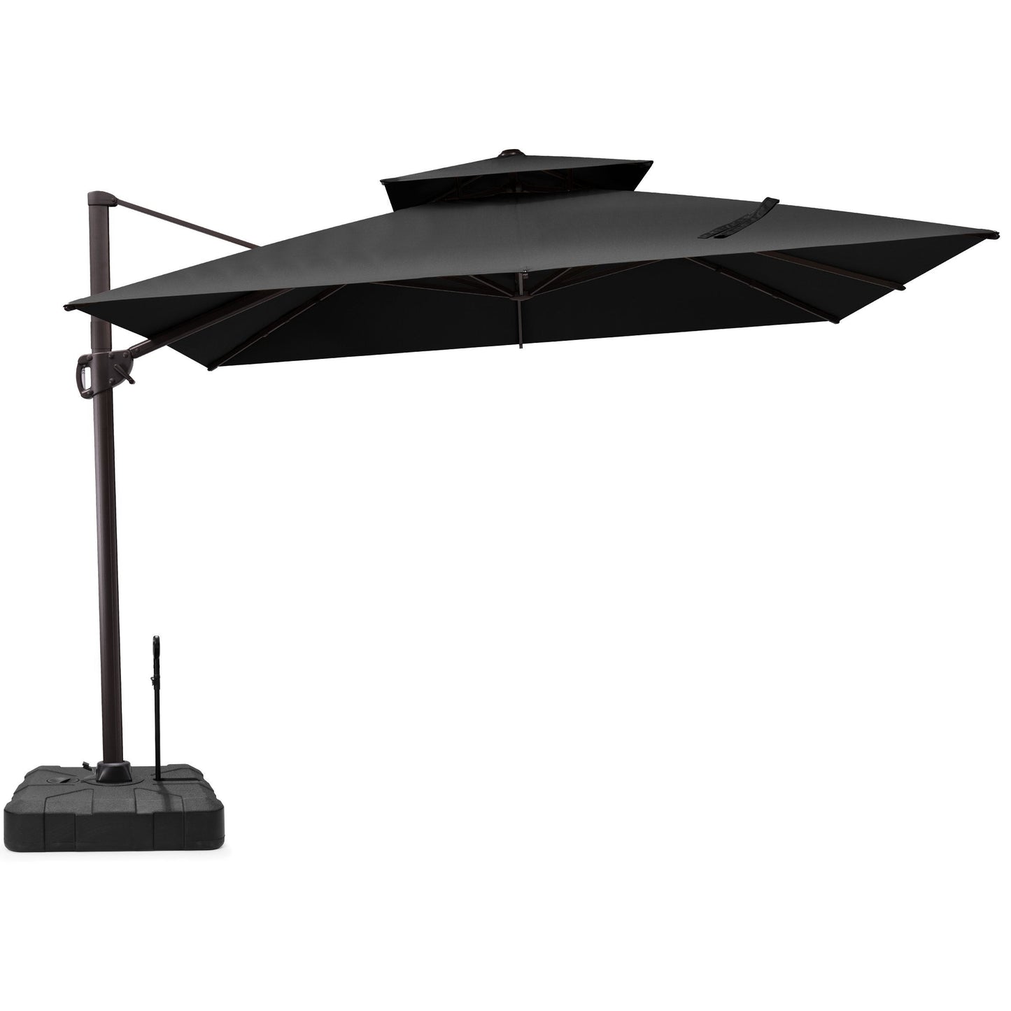 11x11 ft Square Aluminum Cantilever Patio Umbrella with Double Top (Base Options)