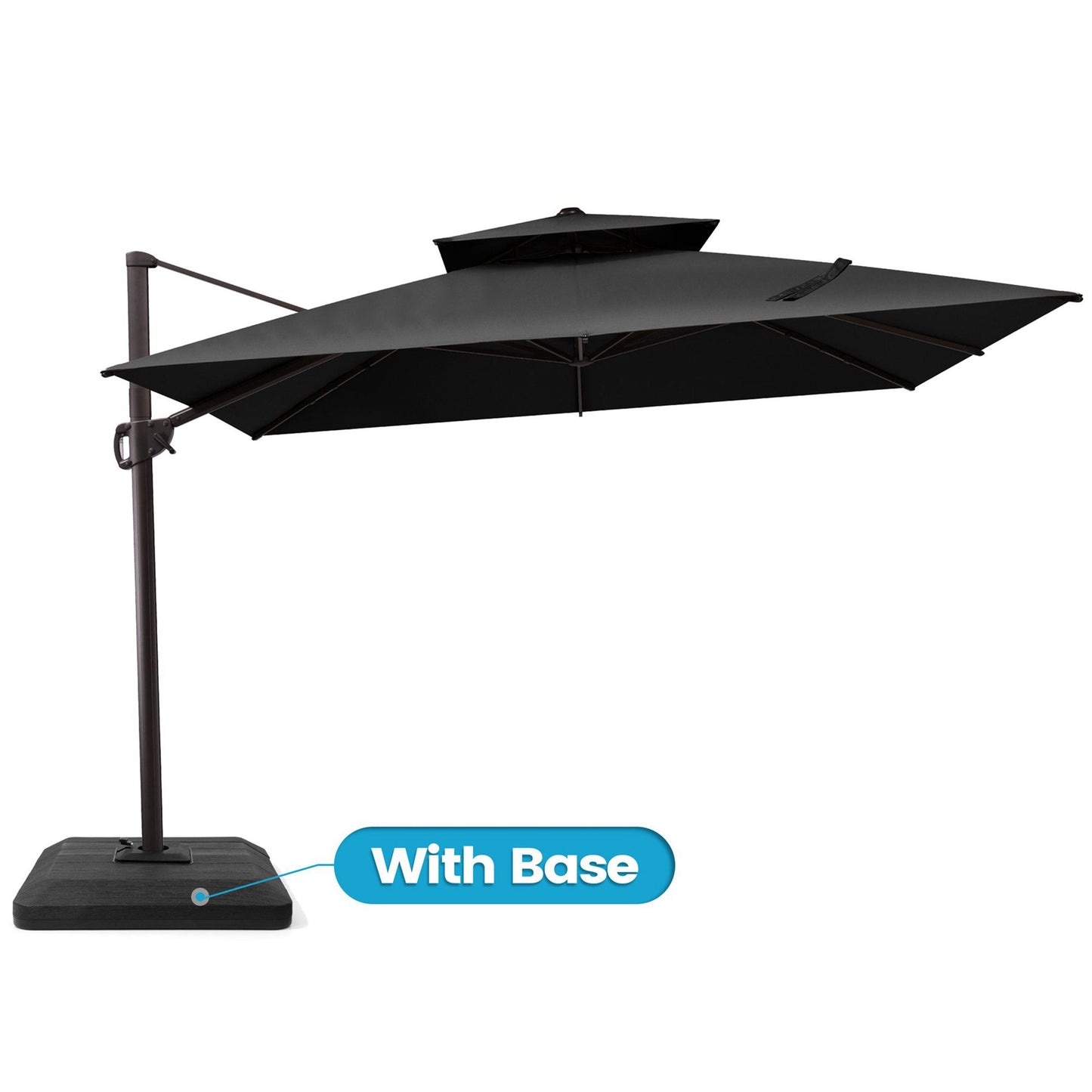 11x11 ft Square Aluminum Cantilever Patio Umbrella with Double Top (Base Options)