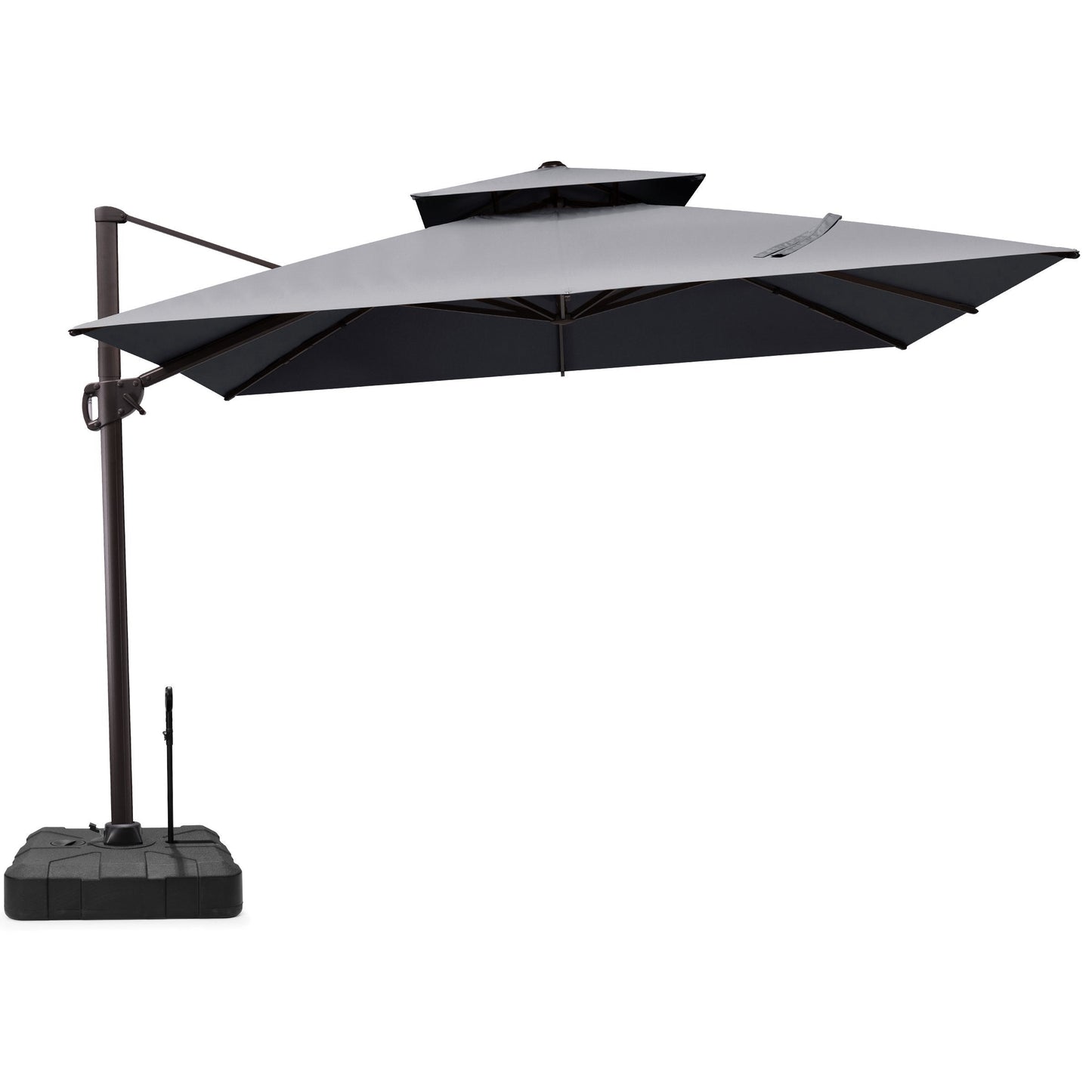 11x11 ft Square Aluminum Cantilever Patio Umbrella with Double Top (Base Options)