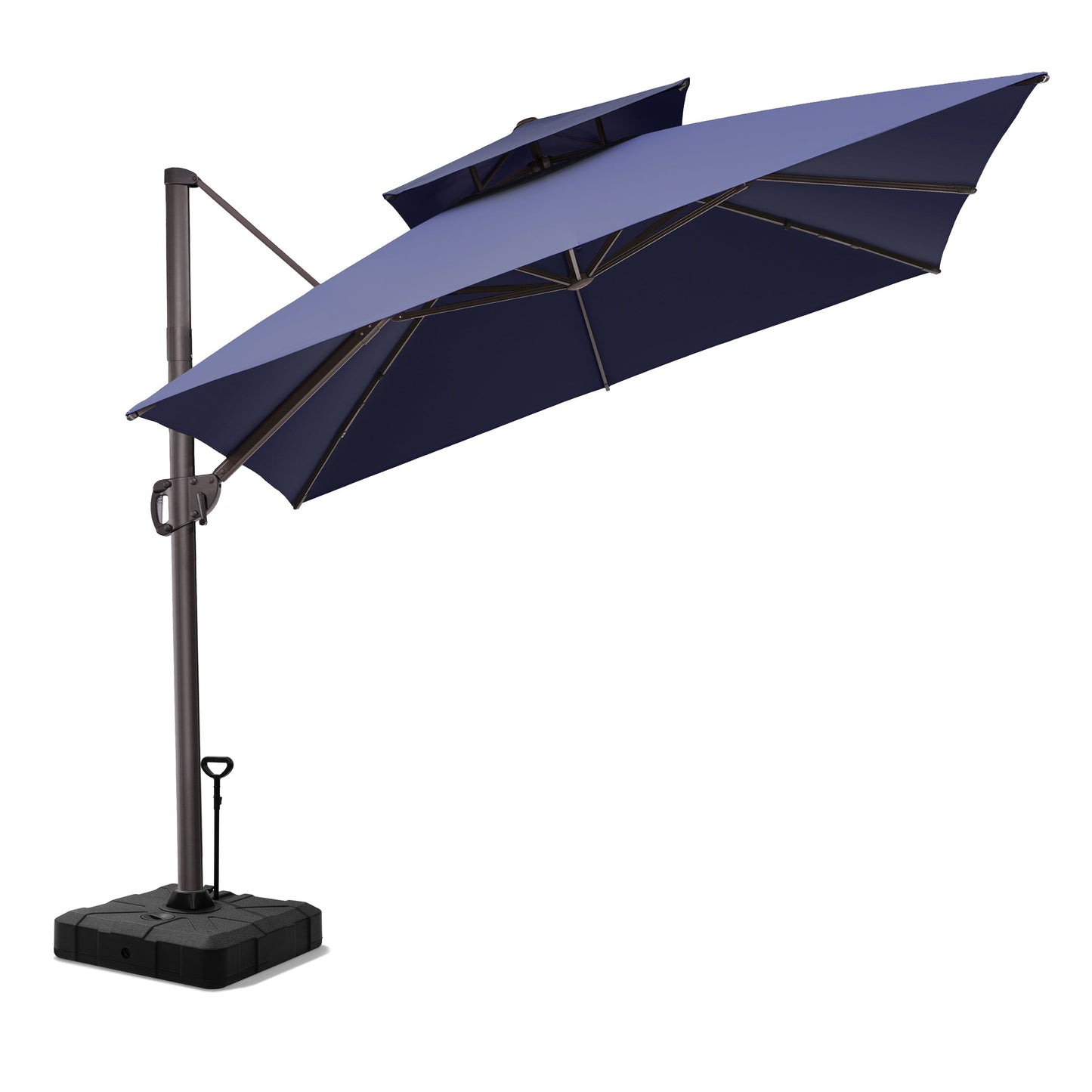 11x11 ft Square Aluminum Cantilever Patio Umbrella with Double Top (Base Options)