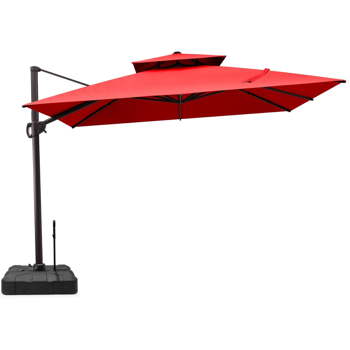 11x11 ft Square Aluminum Cantilever Patio Umbrella with Double Top (Base Options)
