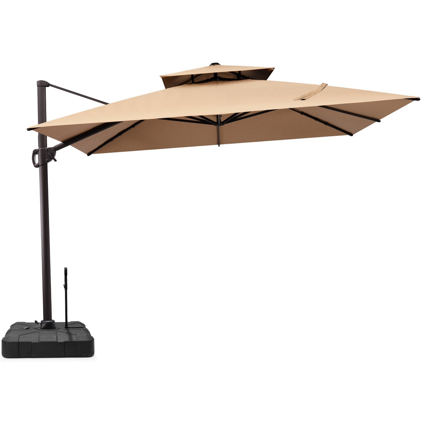 11x11 ft Square Aluminum Cantilever Patio Umbrella with Double Top (Base Options)