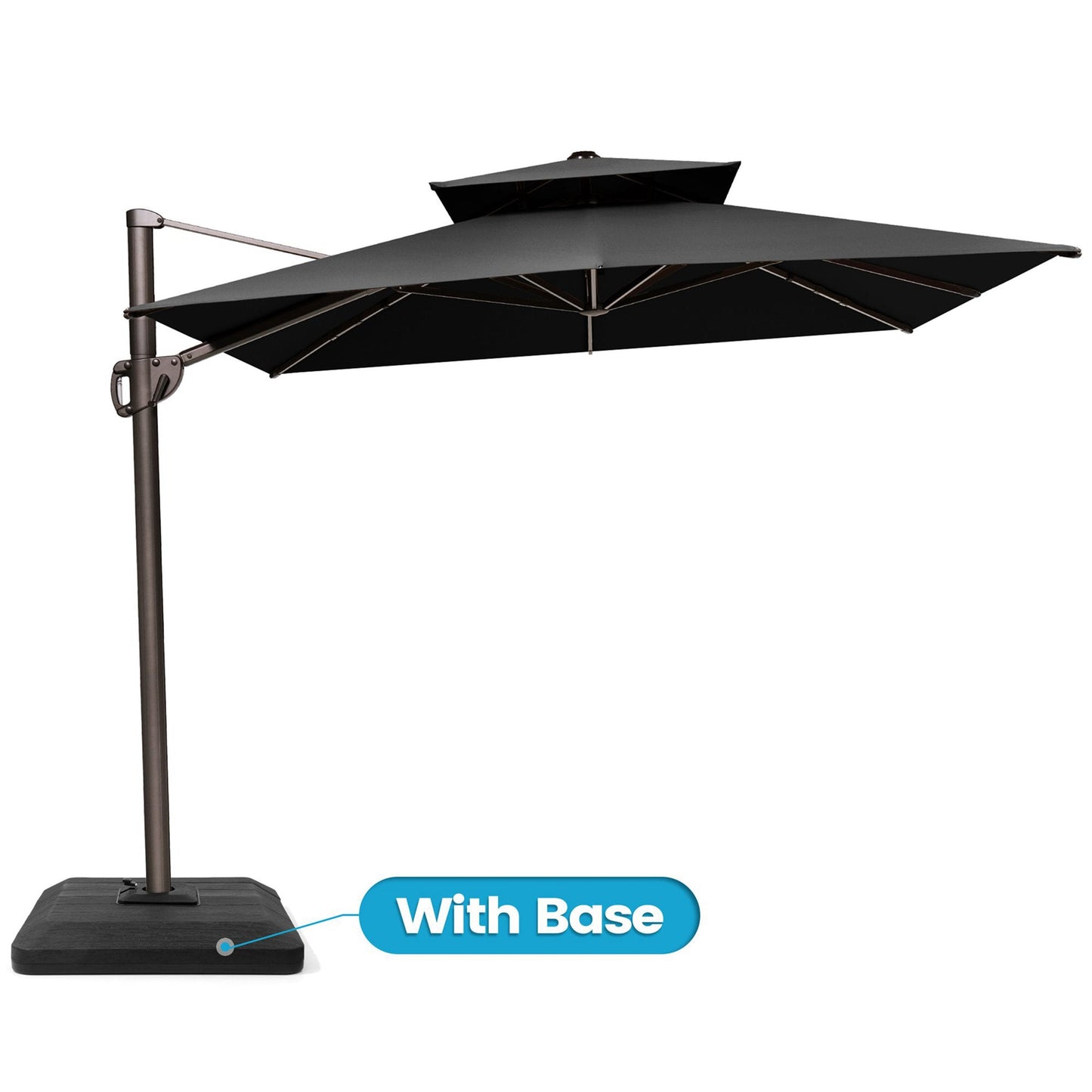 Crestlive 11x9 ft black rectangular cantilever patio umbrella with double top and heavy-duty base
