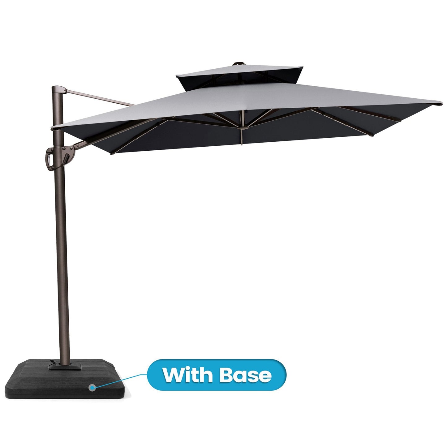 Crestlive 11x9 ft grey rectangular cantilever patio umbrella with double top and heavy-duty base