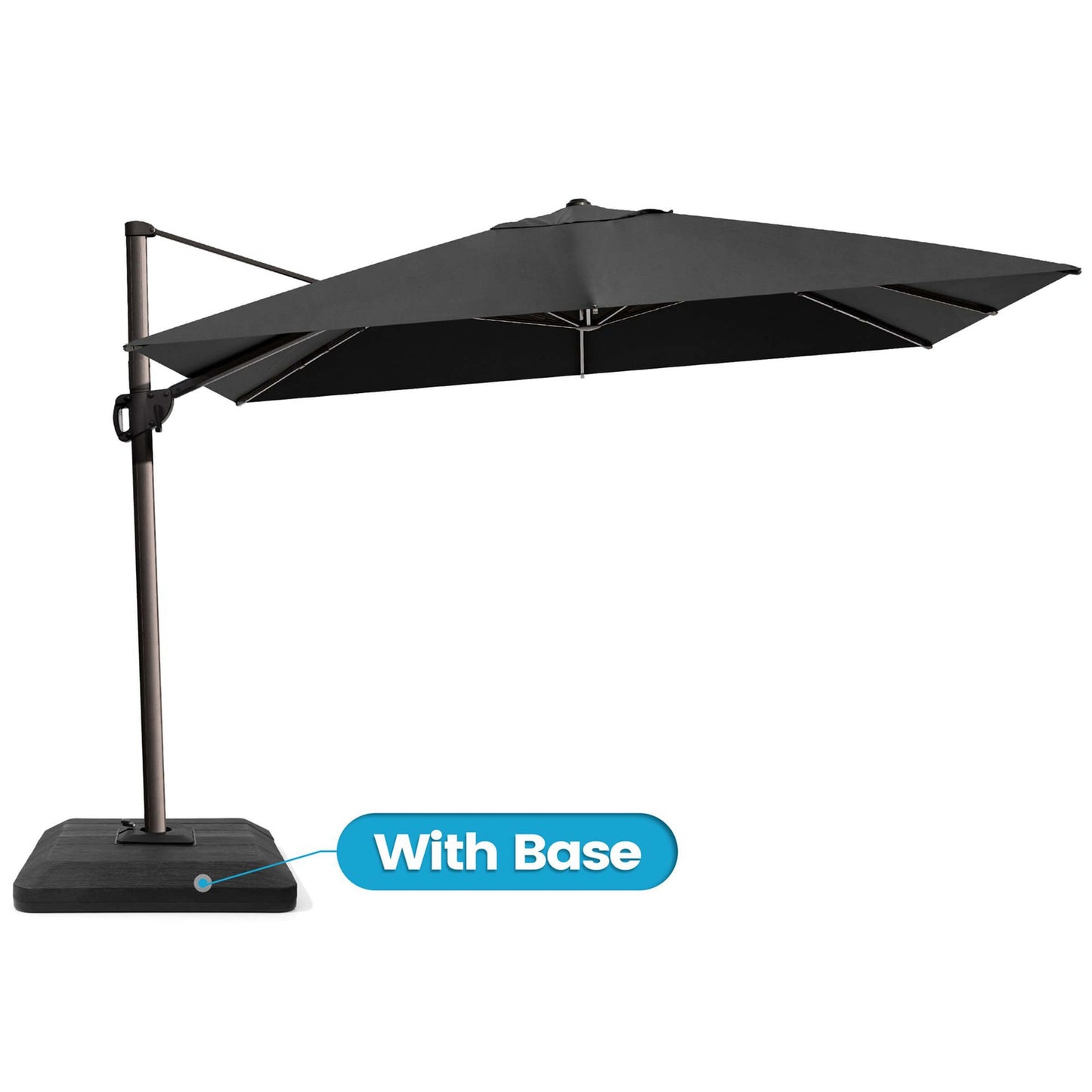 Black rectangular cantilever umbrella with Weighted base.