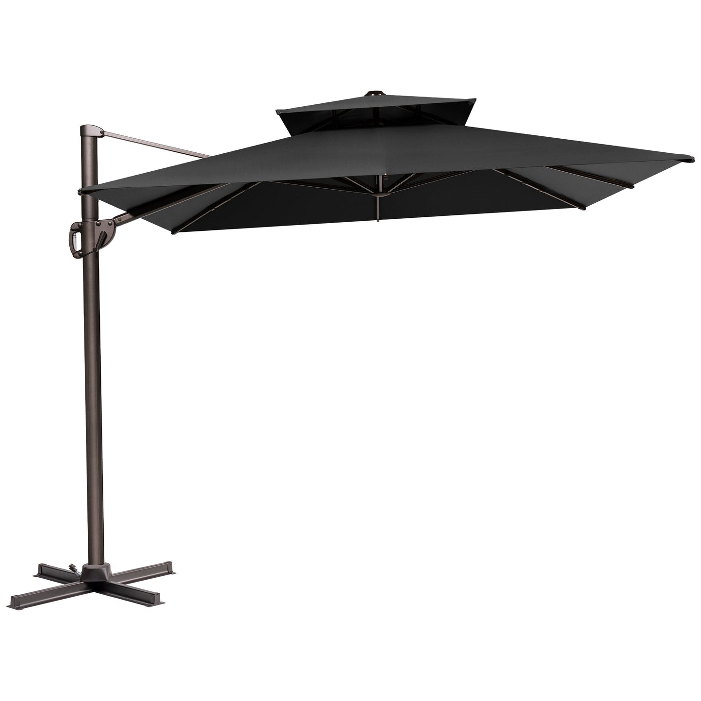 12x9 ft Aluminum Cantilever Patio Umbrella with Double Top (Base Options)