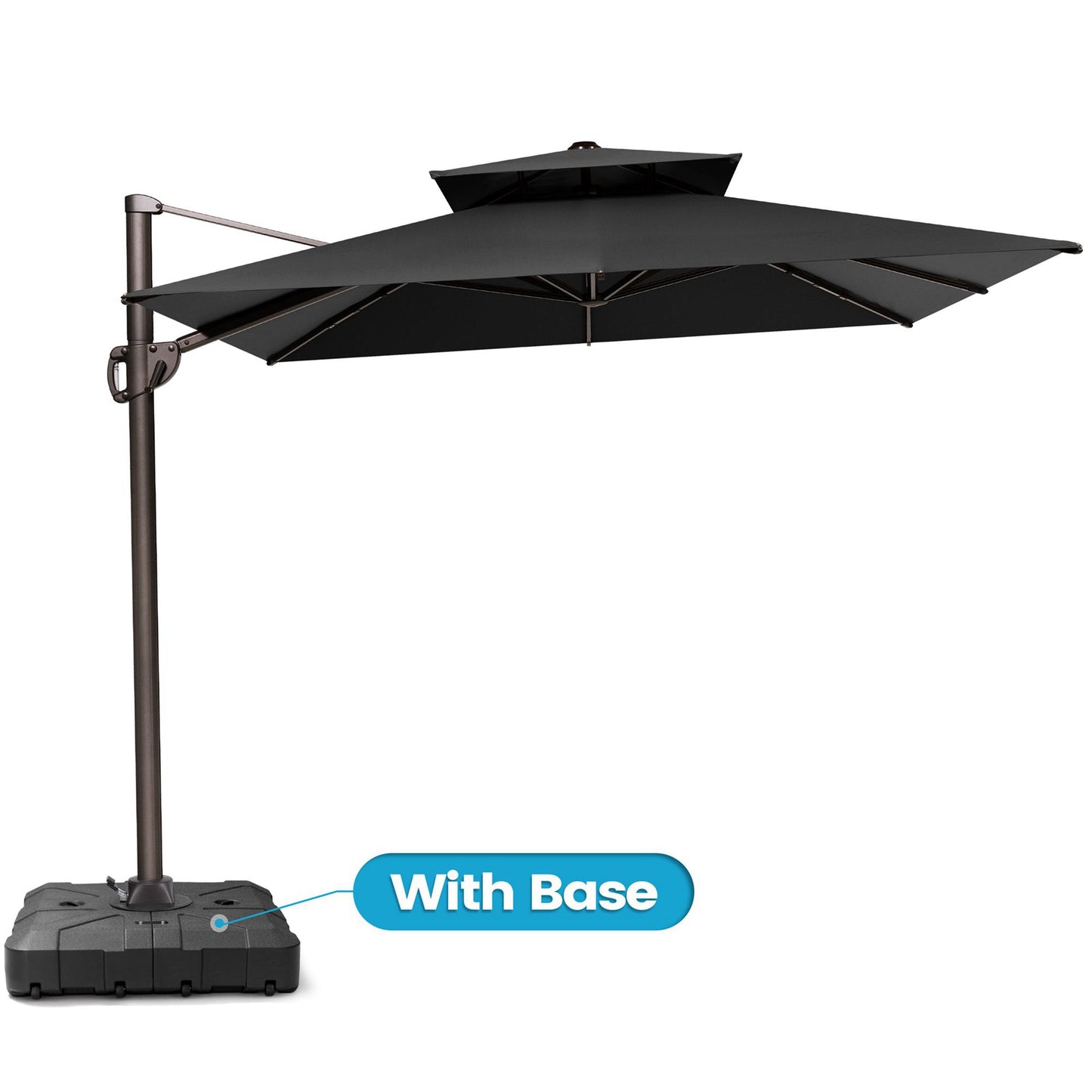 12x9 ft Aluminum Cantilever Patio Umbrella with Double Top (Base Options)