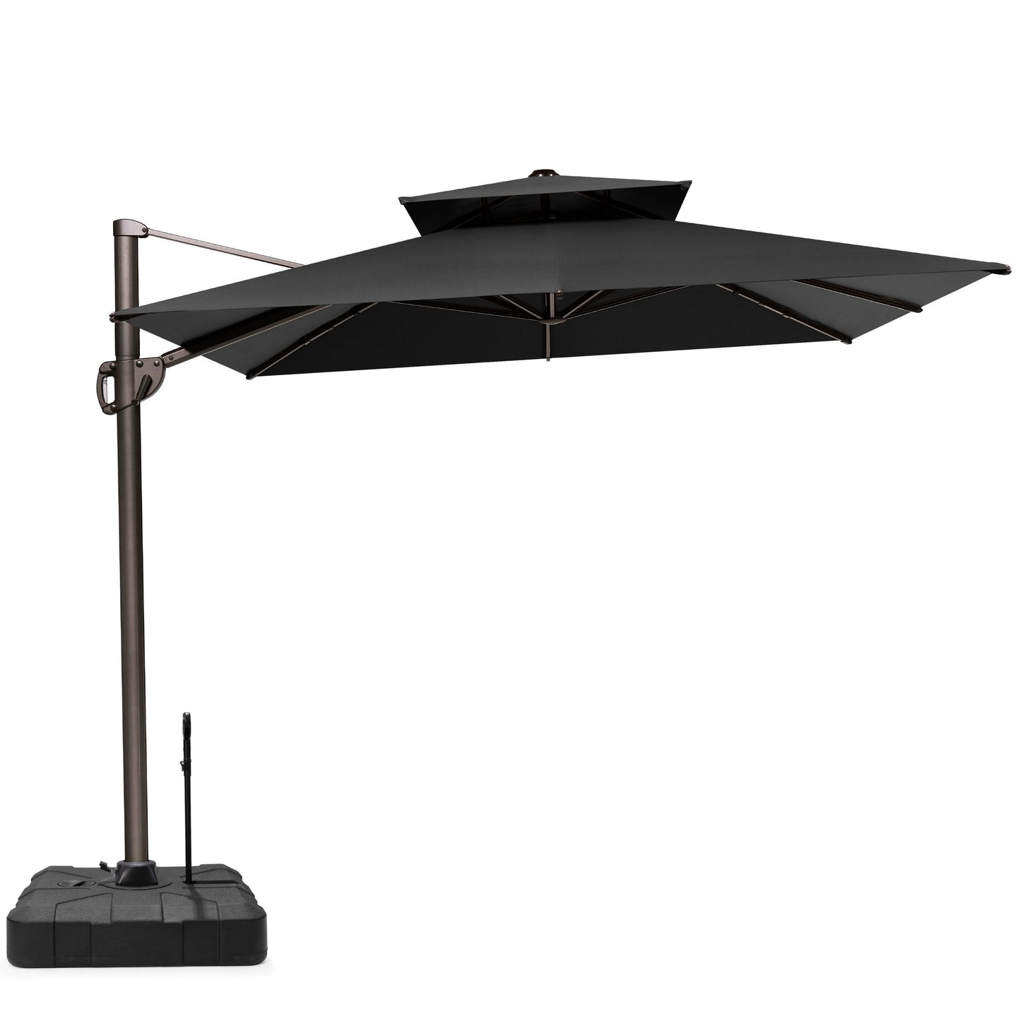 12x9 ft Aluminum Cantilever Patio Umbrella with Double Top (Base Options)