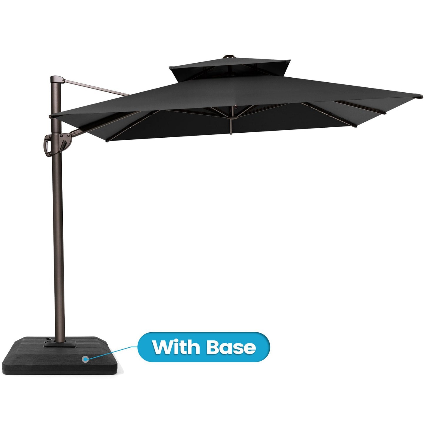 12x9 ft Aluminum Cantilever Patio Umbrella with Double Top (Base Options)