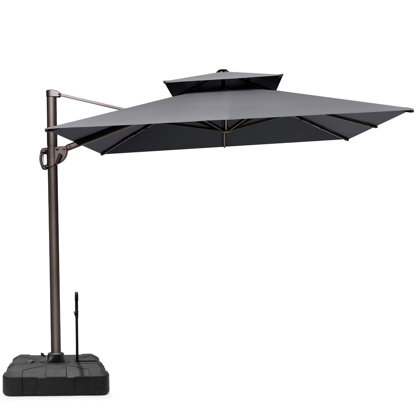 12x9 ft Aluminum Cantilever Patio Umbrella with Double Top (Base Options)