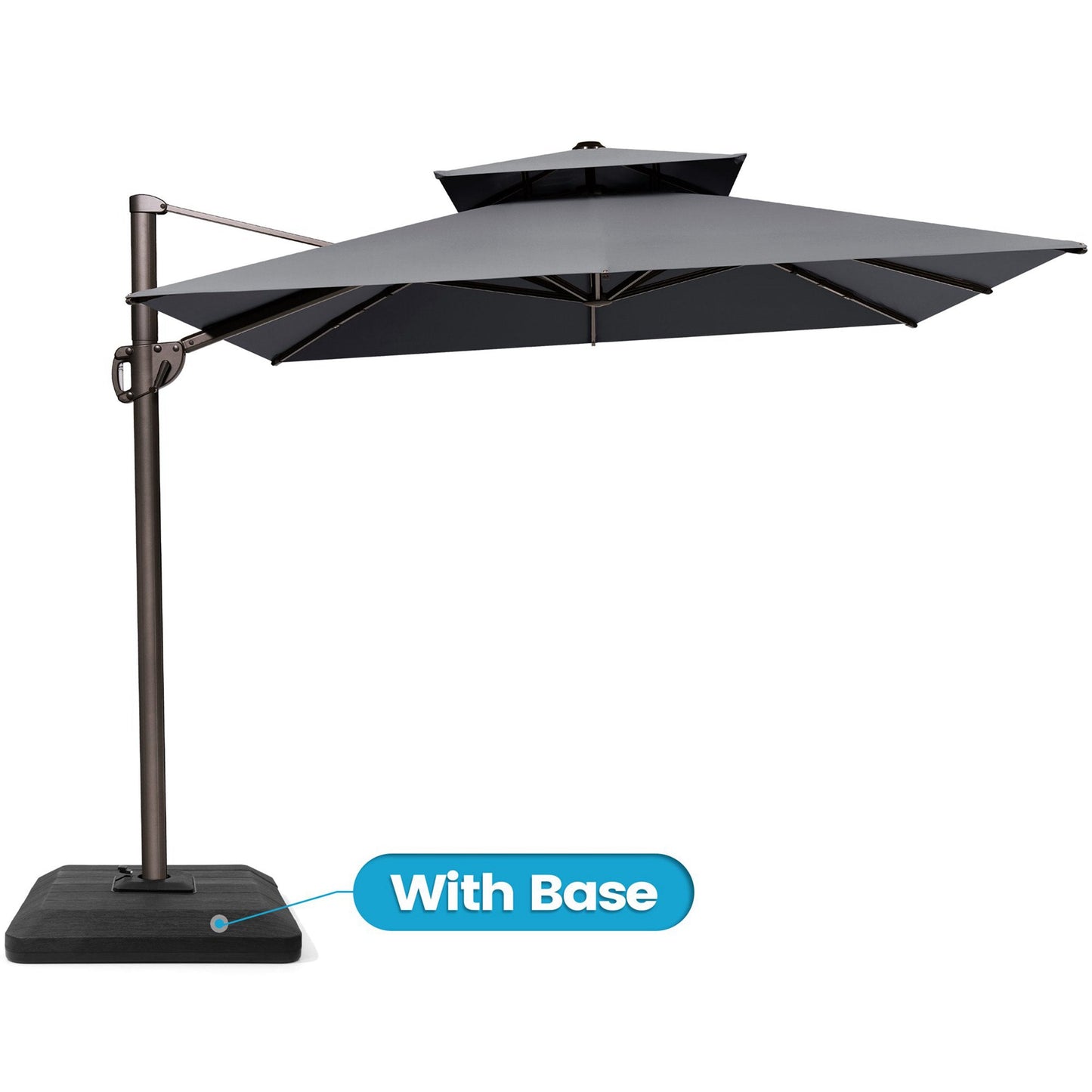 12x9 ft Aluminum Cantilever Patio Umbrella with Double Top (Base Options)