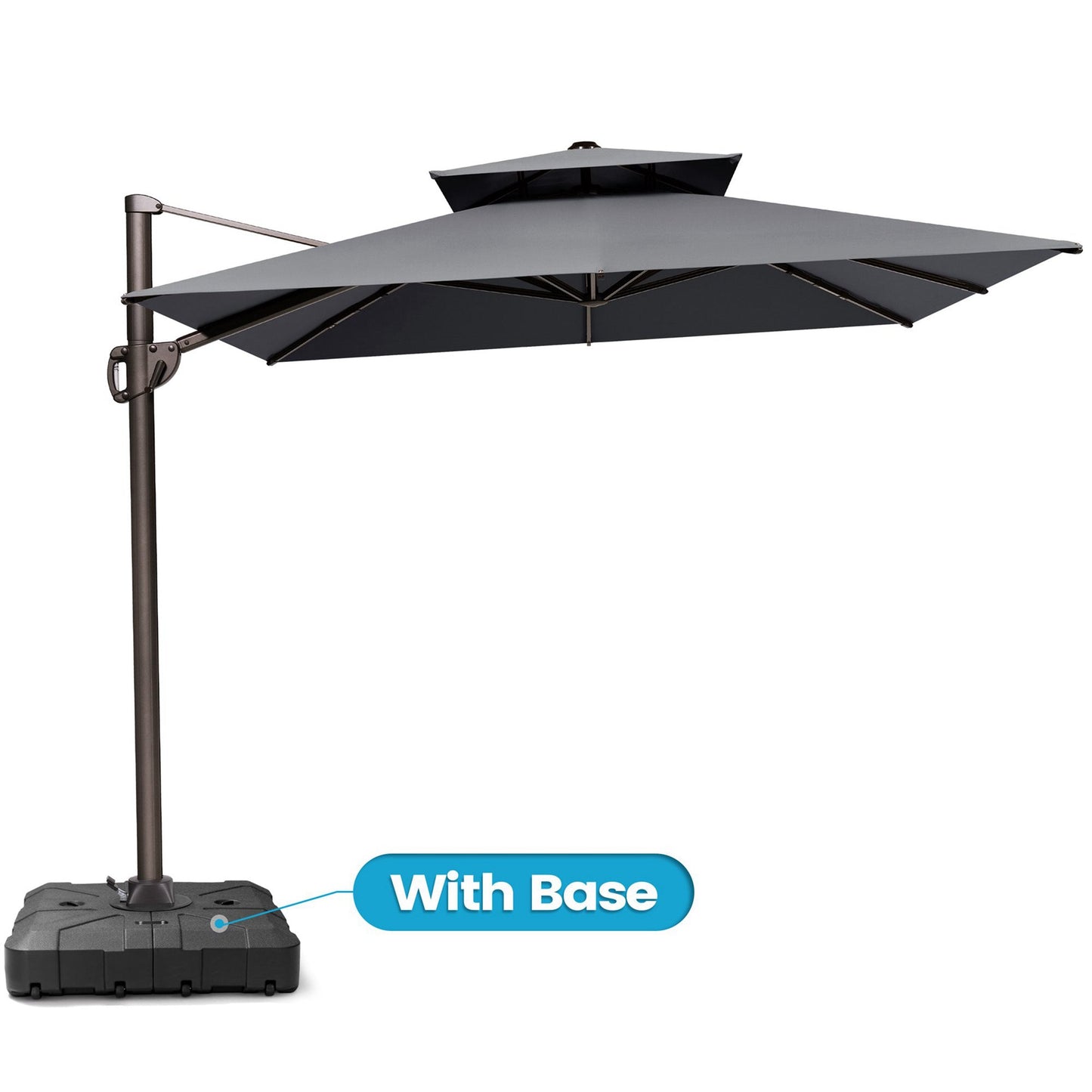 12x9 ft Aluminum Cantilever Patio Umbrella with Double Top (Base Options)