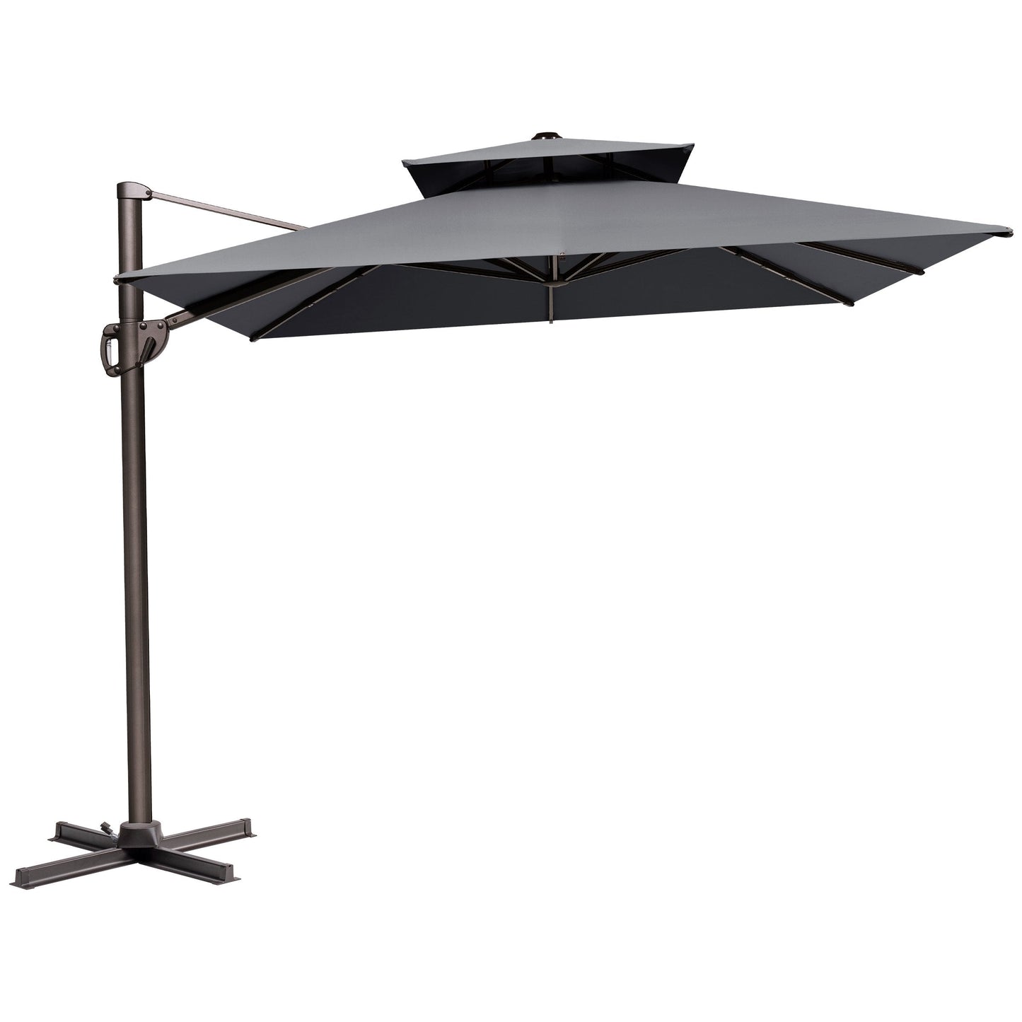 12x9 ft Aluminum Cantilever Patio Umbrella with Double Top (Base Options)