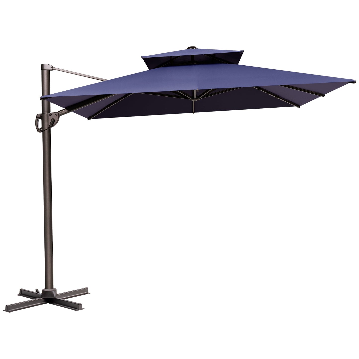 12x9 ft Aluminum Cantilever Patio Umbrella with Double Top (Base Options)