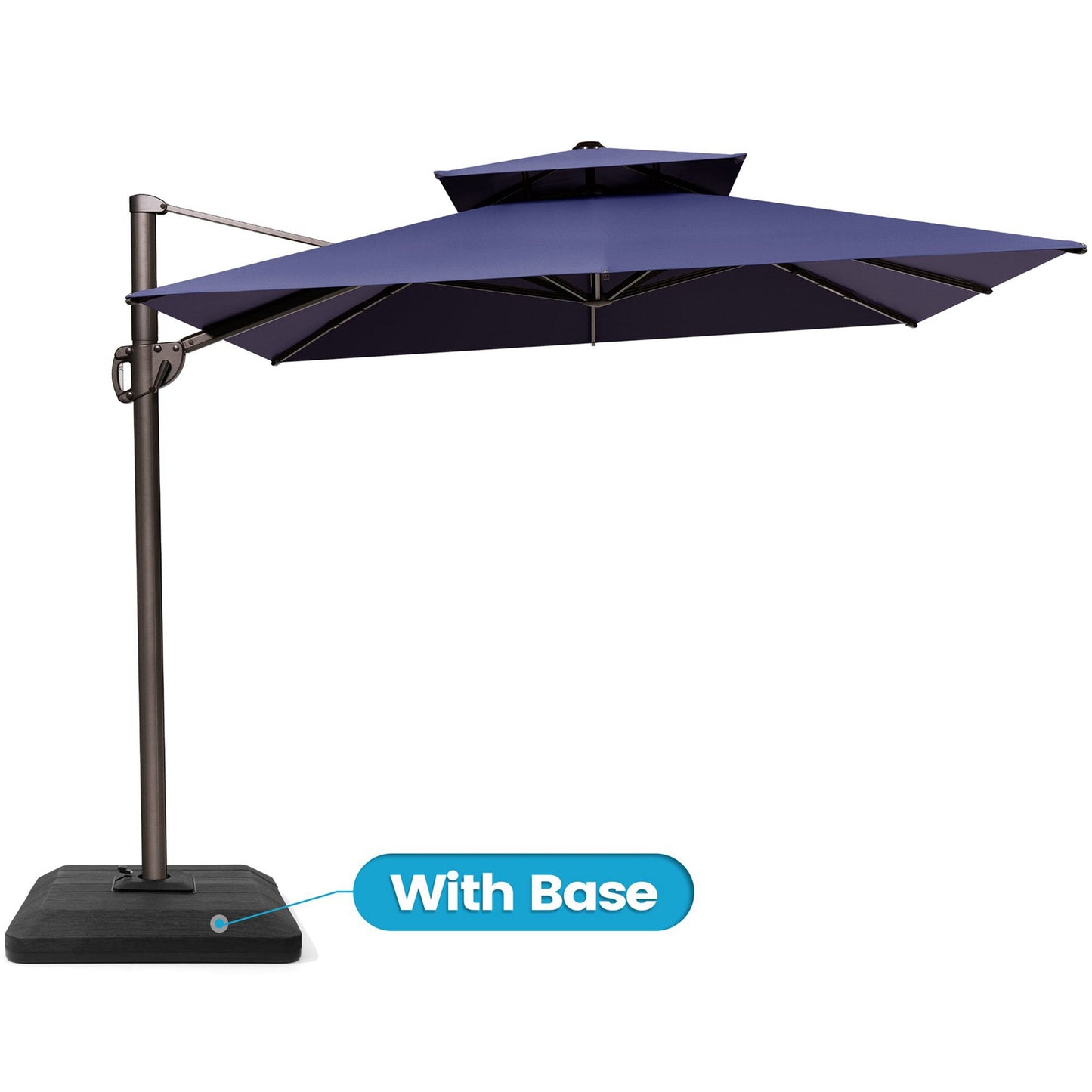 12x9 ft Aluminum Cantilever Patio Umbrella with Double Top (Base Options)