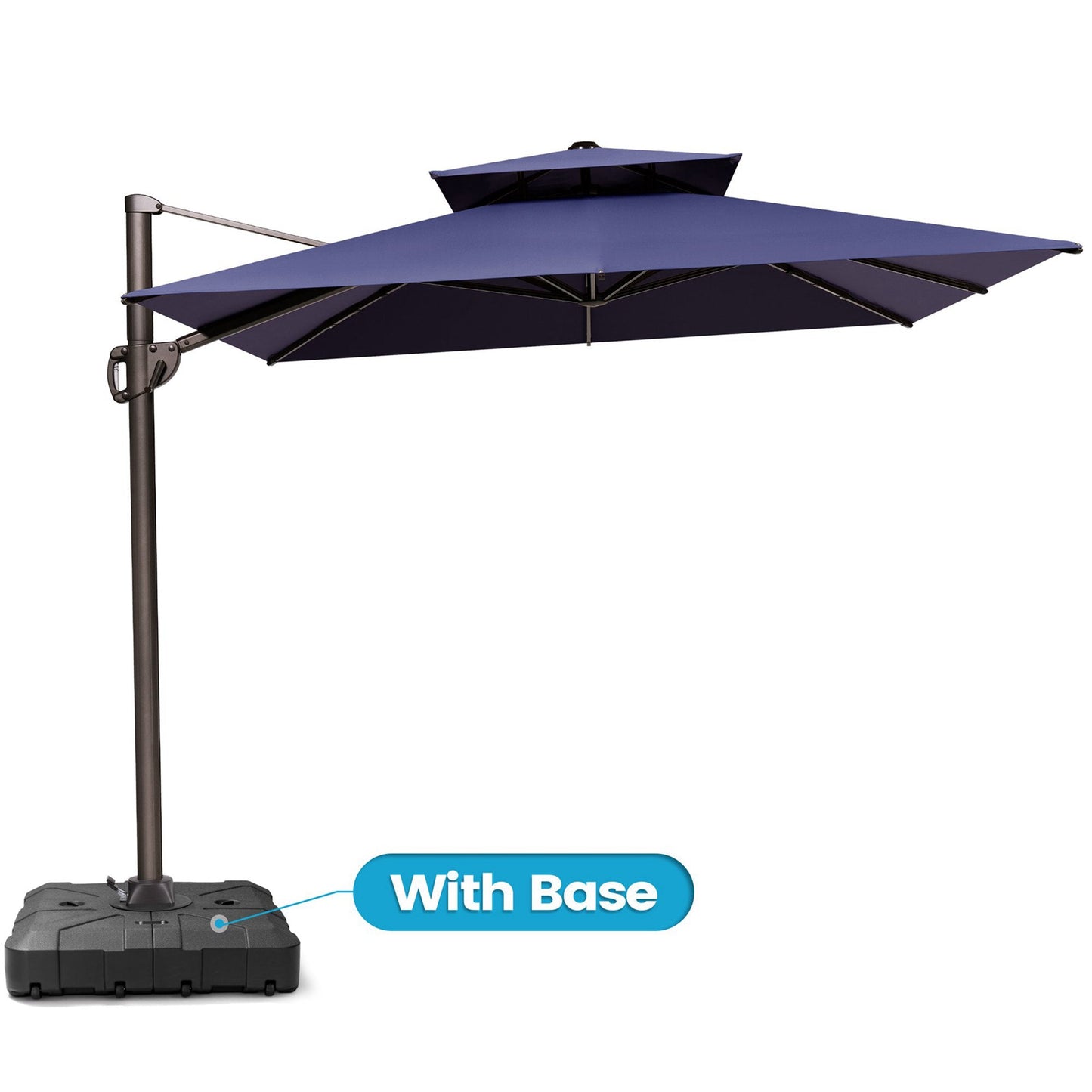 12x9 ft Aluminum Cantilever Patio Umbrella with Double Top (Base Options)
