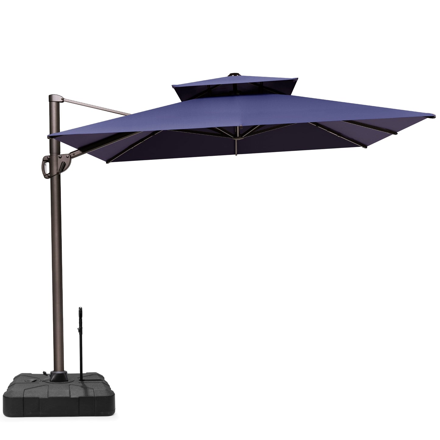12x9 ft Aluminum Cantilever Patio Umbrella with Double Top (Base Options)