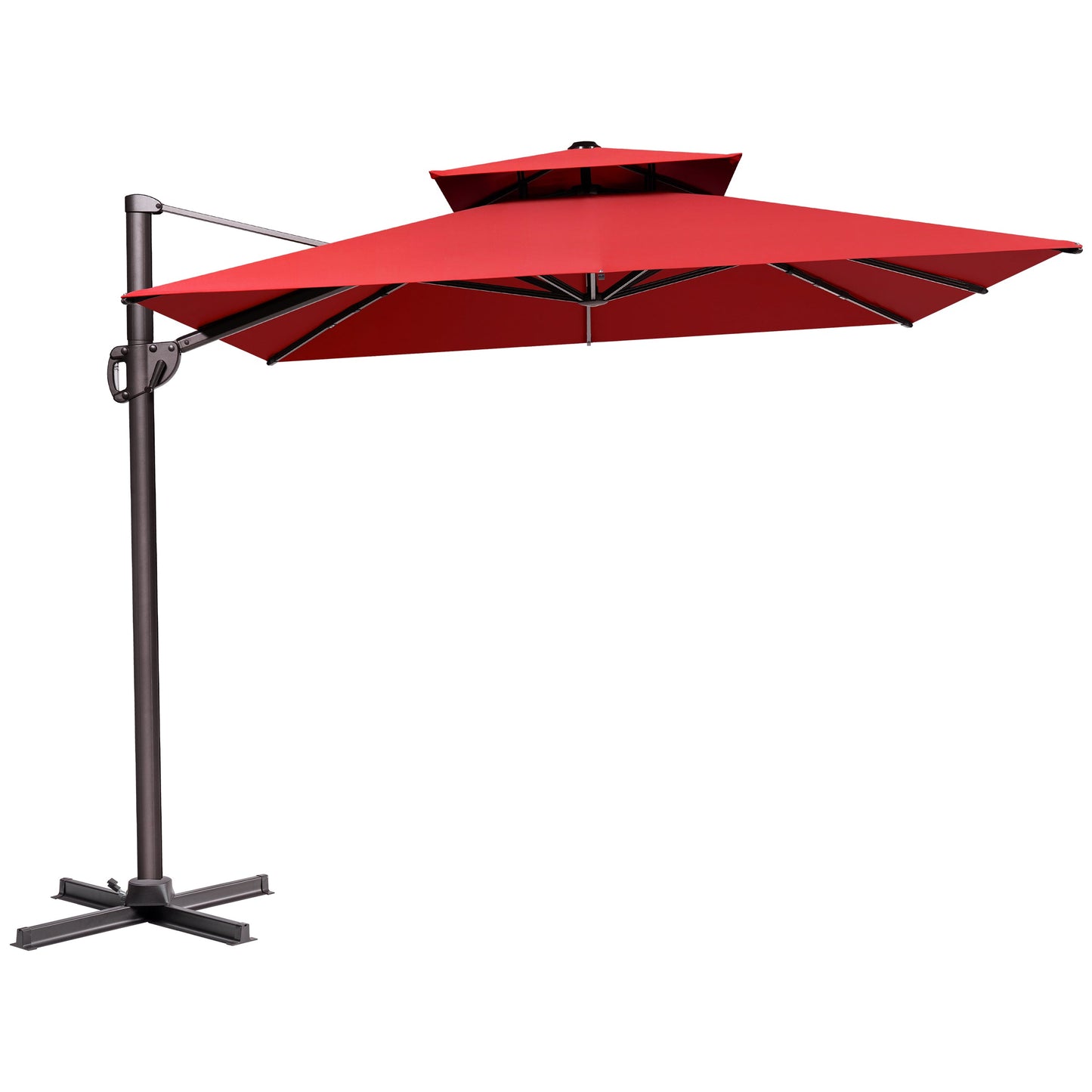 12x9 ft Aluminum Cantilever Patio Umbrella with Double Top (Base Options)