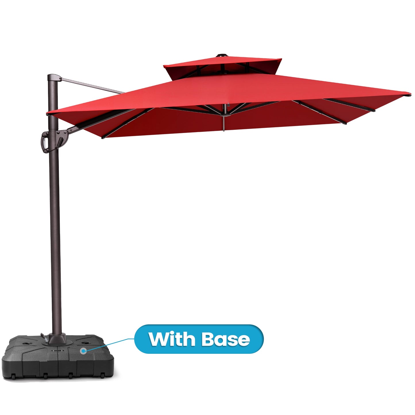 12x9 ft Aluminum Cantilever Patio Umbrella with Double Top (Base Options)