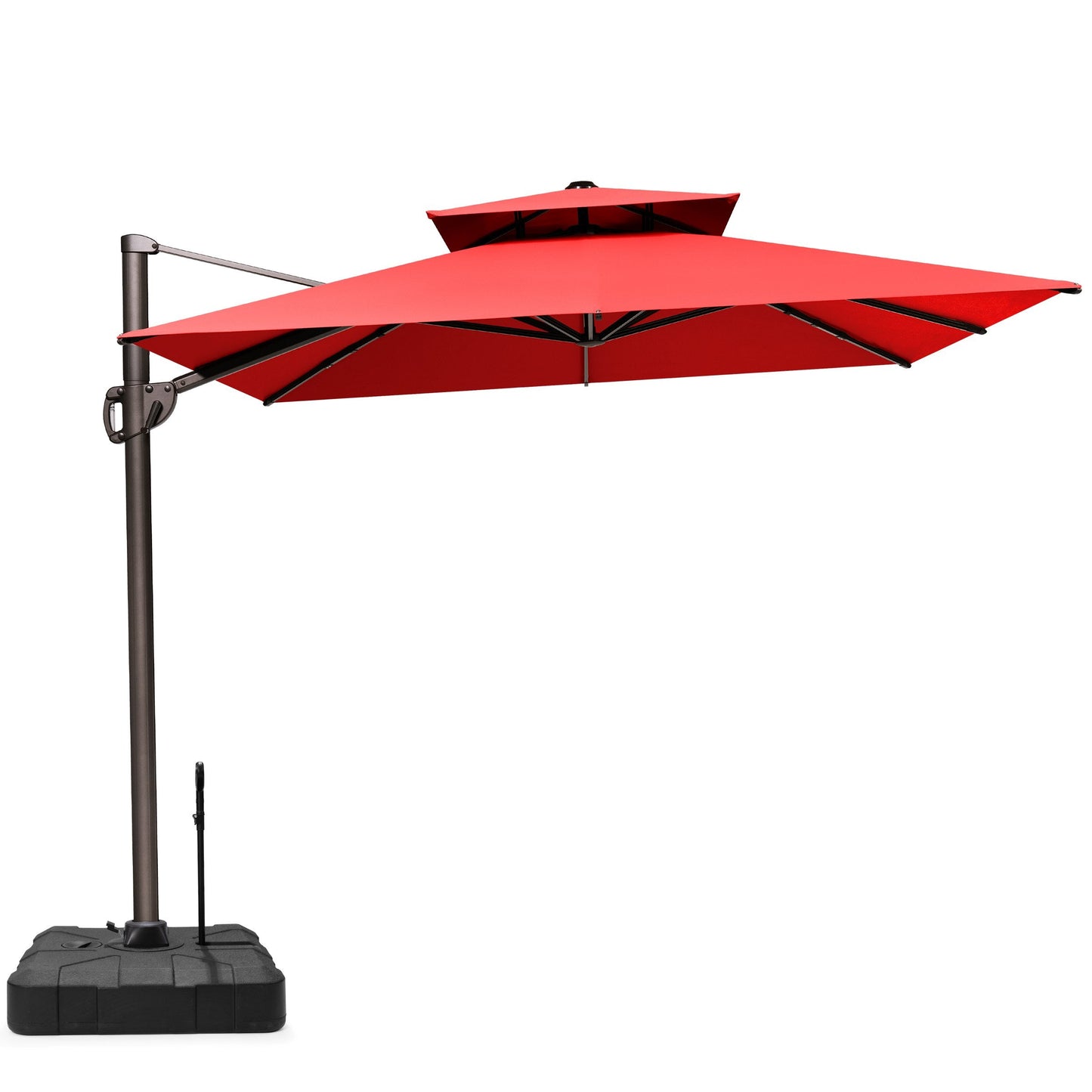 12x9 ft Aluminum Cantilever Patio Umbrella with Double Top (Base Options)