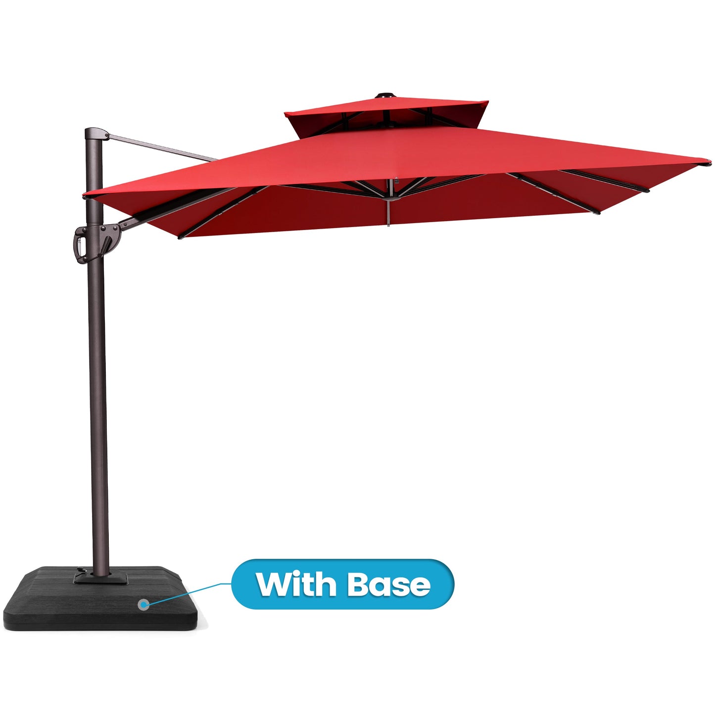 12x9 ft Aluminum Cantilever Patio Umbrella with Double Top (Base Options)