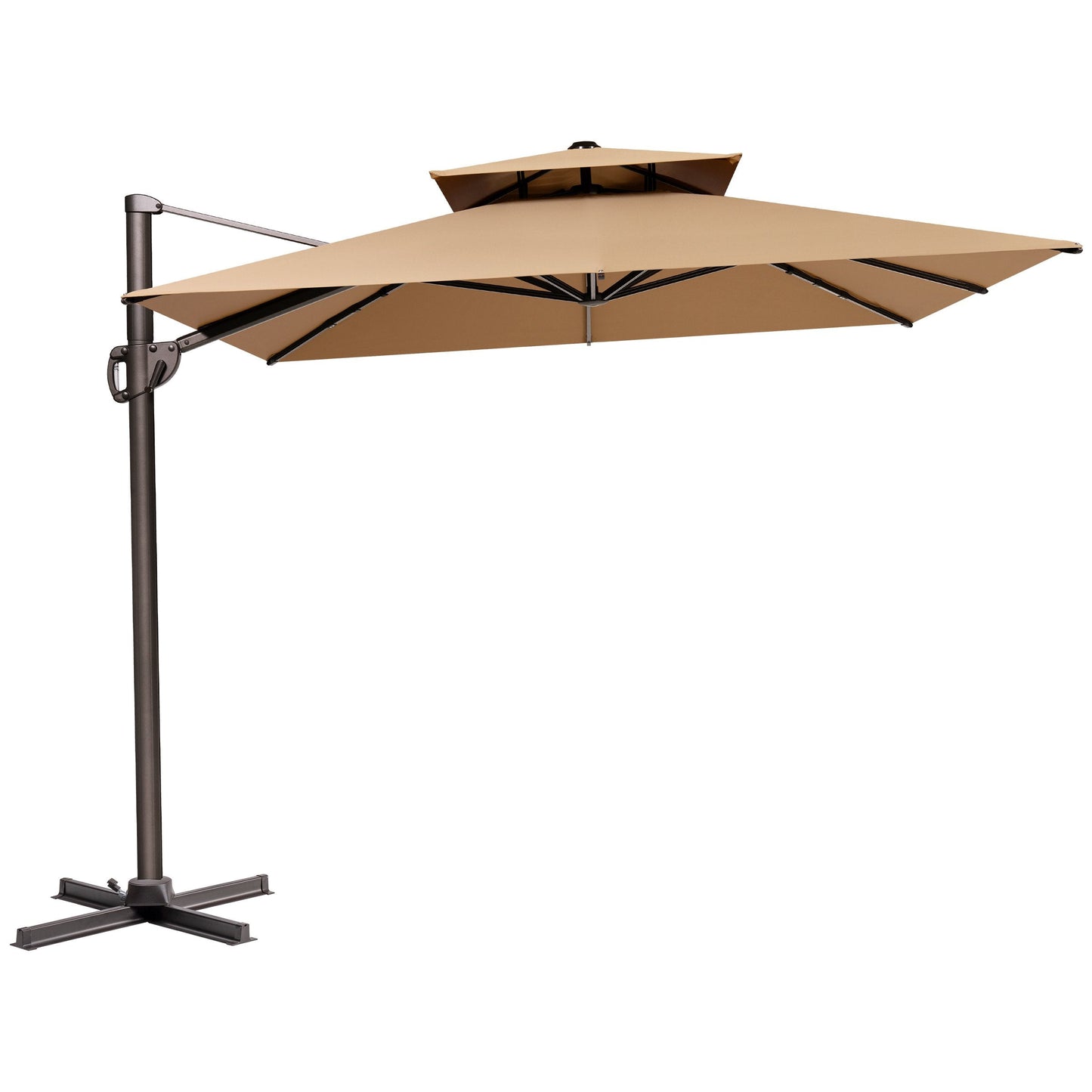 12x9 ft Aluminum Cantilever Patio Umbrella with Double Top (Base Options)