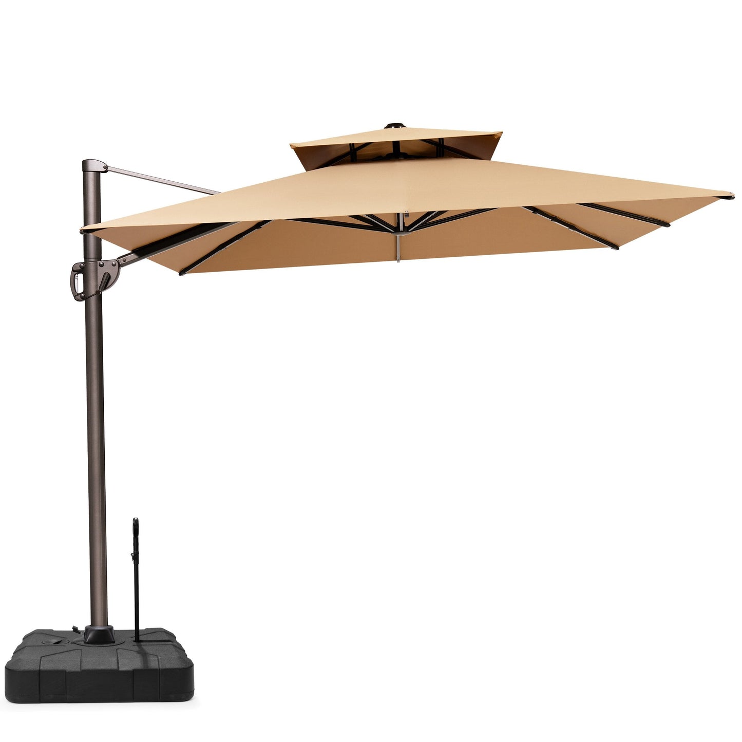 12x9 ft Aluminum Cantilever Patio Umbrella with Double Top (Base Options)