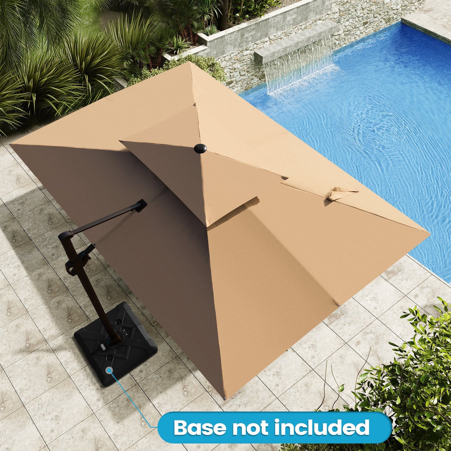 12x9 ft Aluminum Cantilever Patio Umbrella with Double Top (Base Options)