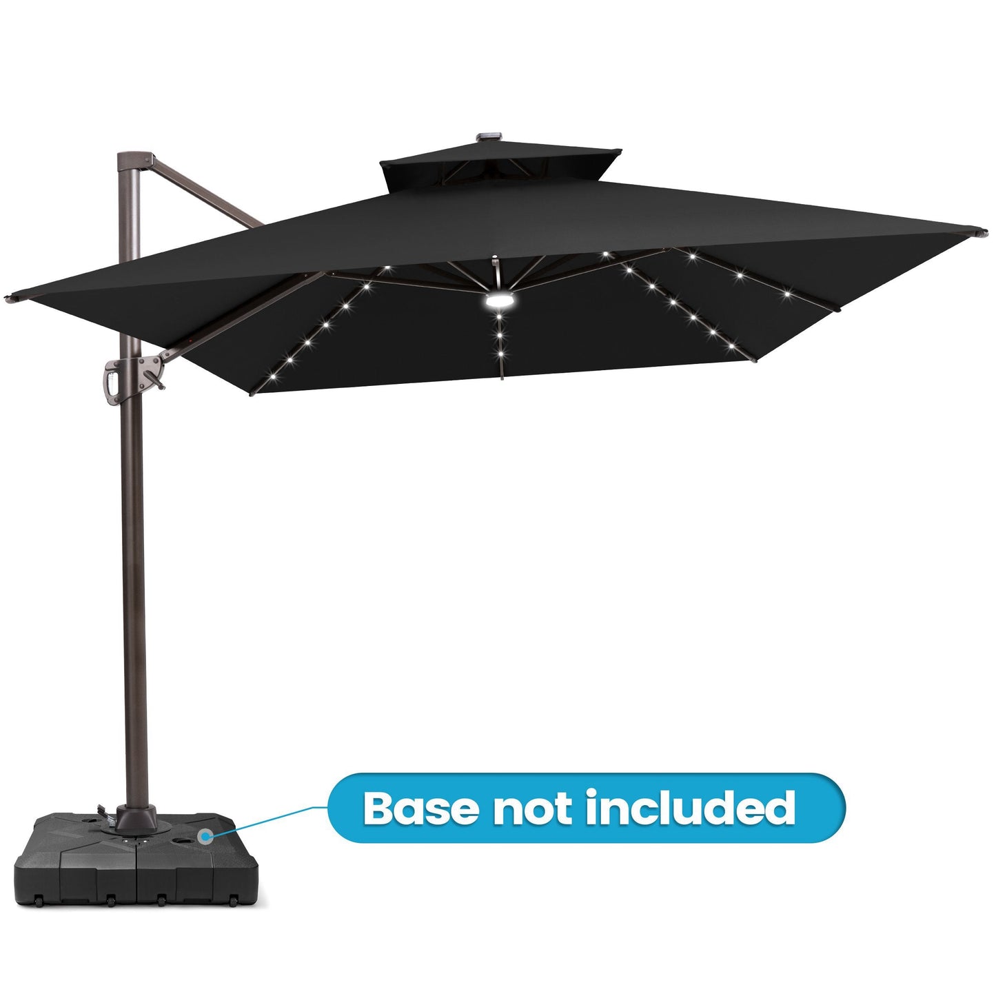 Crestlive 13x10 ft black rectangular cantilever patio umbrella with LED lights note base not included