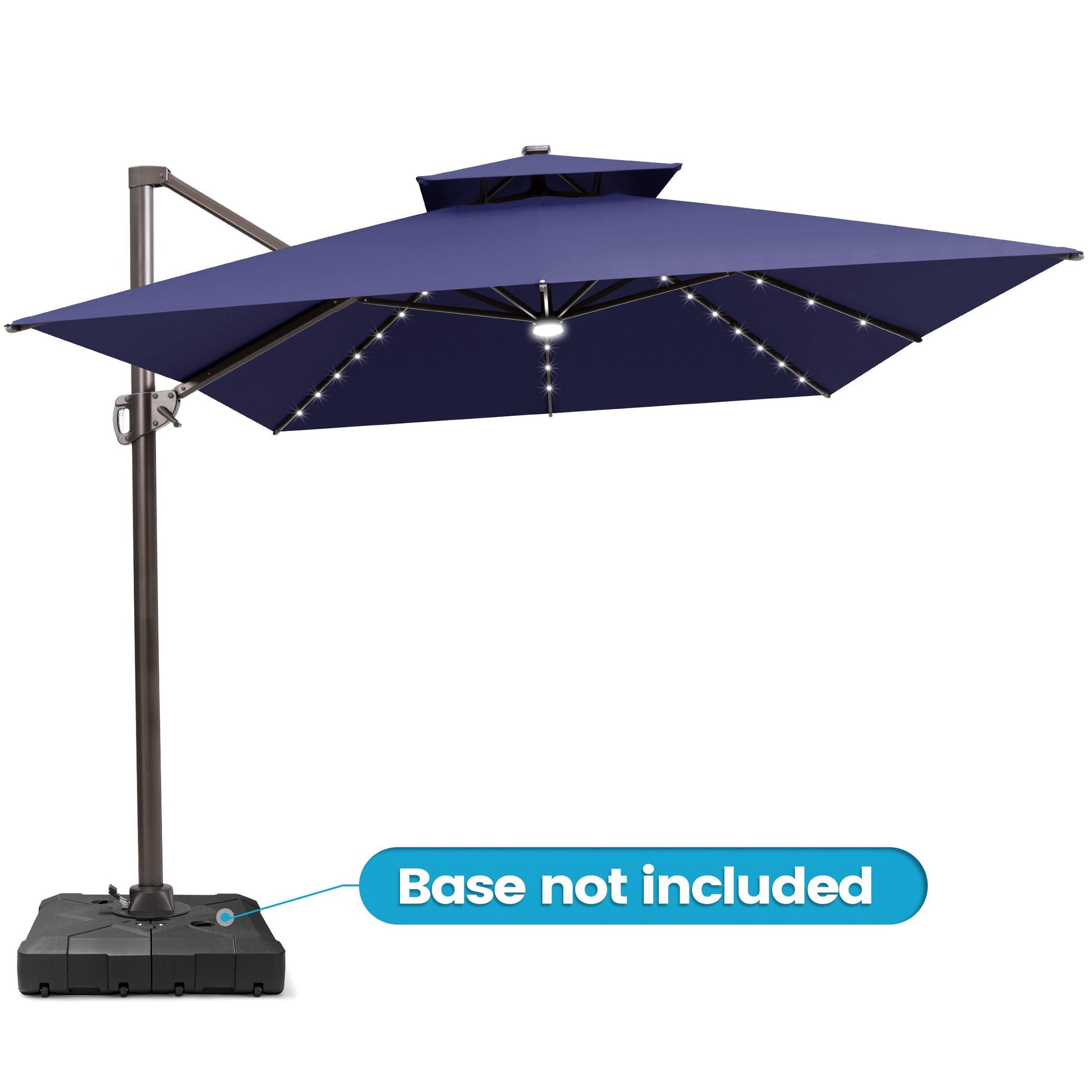 Crestlive 13x10 ft navy blue rectangular cantilever patio umbrella with LED lights note base not included