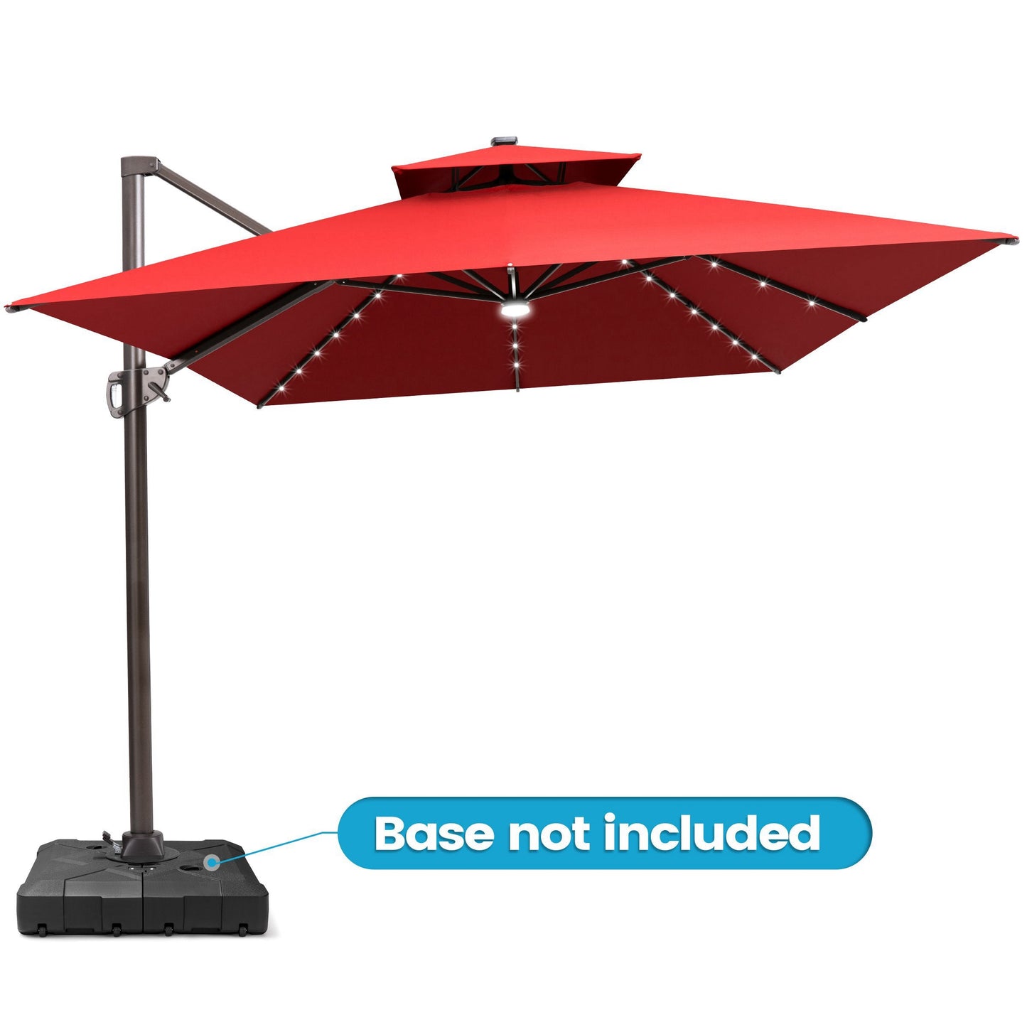 Crestlive 13x10 ft red rectangular cantilever patio umbrella with LED lights note base not included