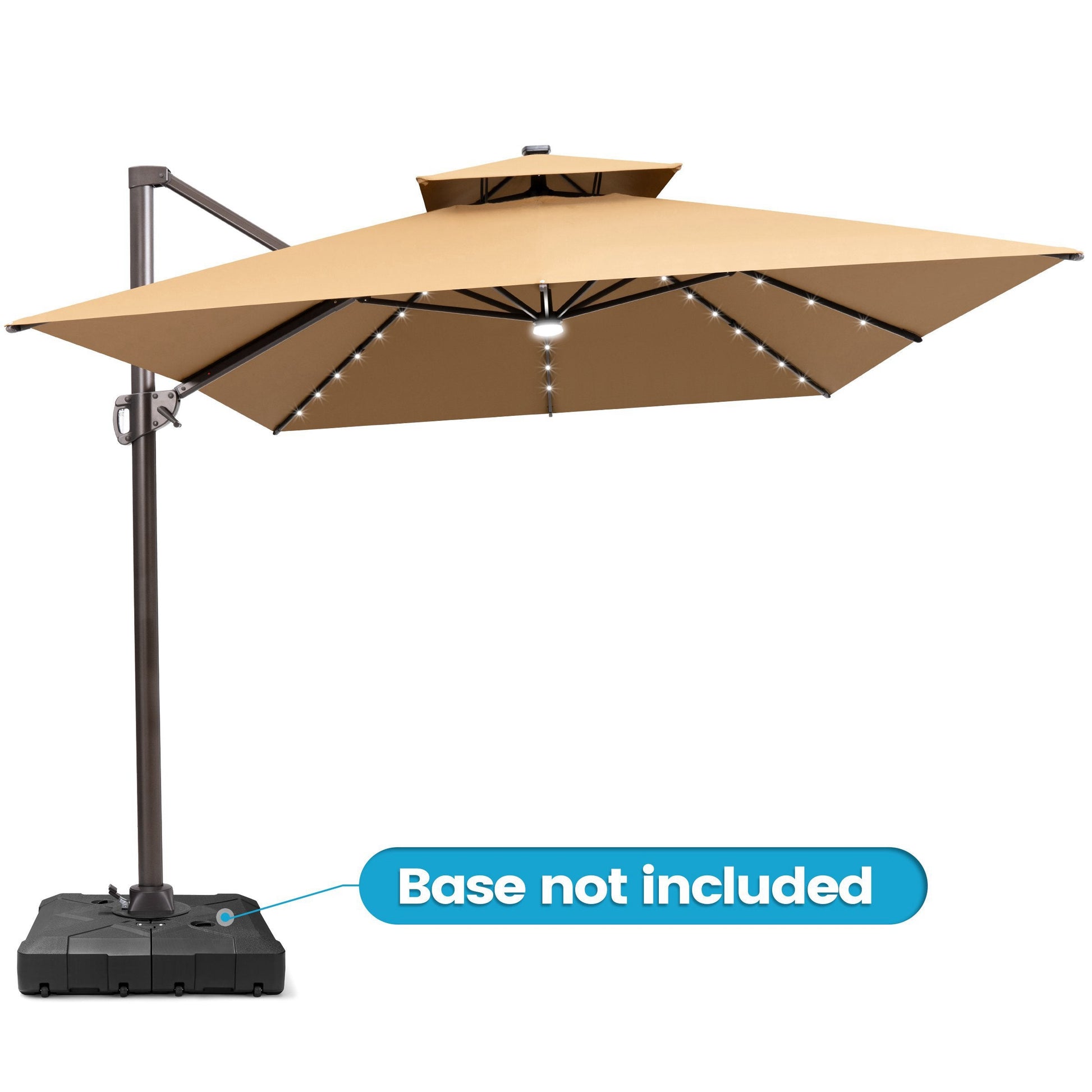 Crestlive 13x10 ft beige rectangular cantilever patio umbrella with LED lights note base not included