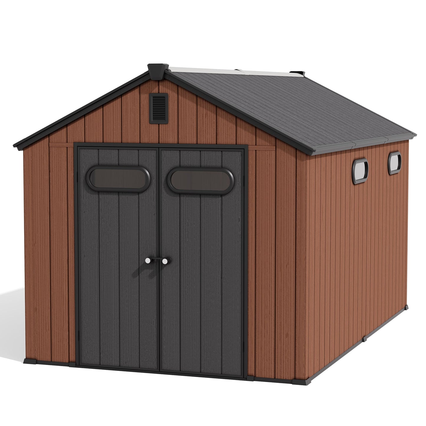 Outdoor Resin Storage Shed with Floor, Skylight & Lockable Door