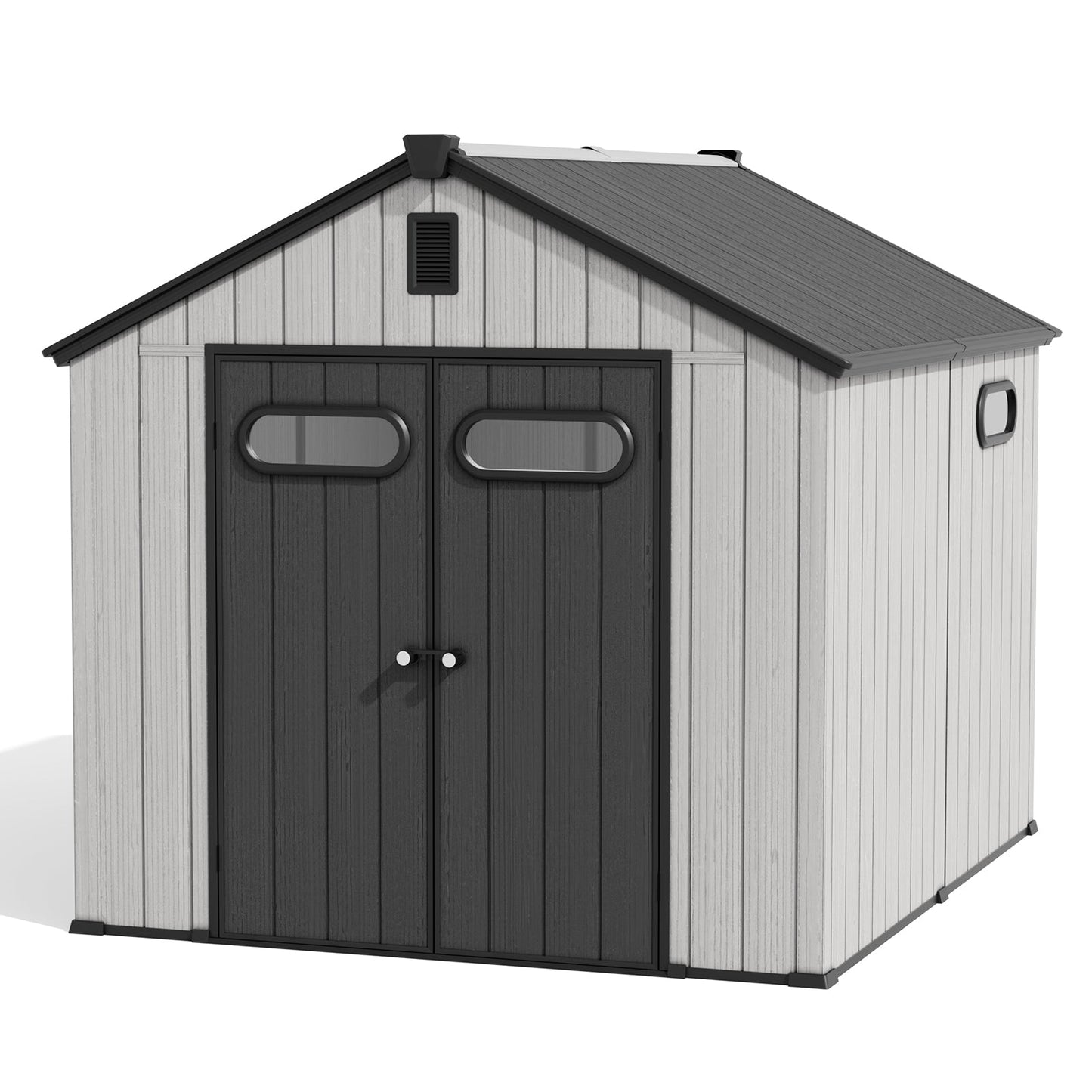 Outdoor Resin Storage Shed with Floor, Skylight & Lockable Door