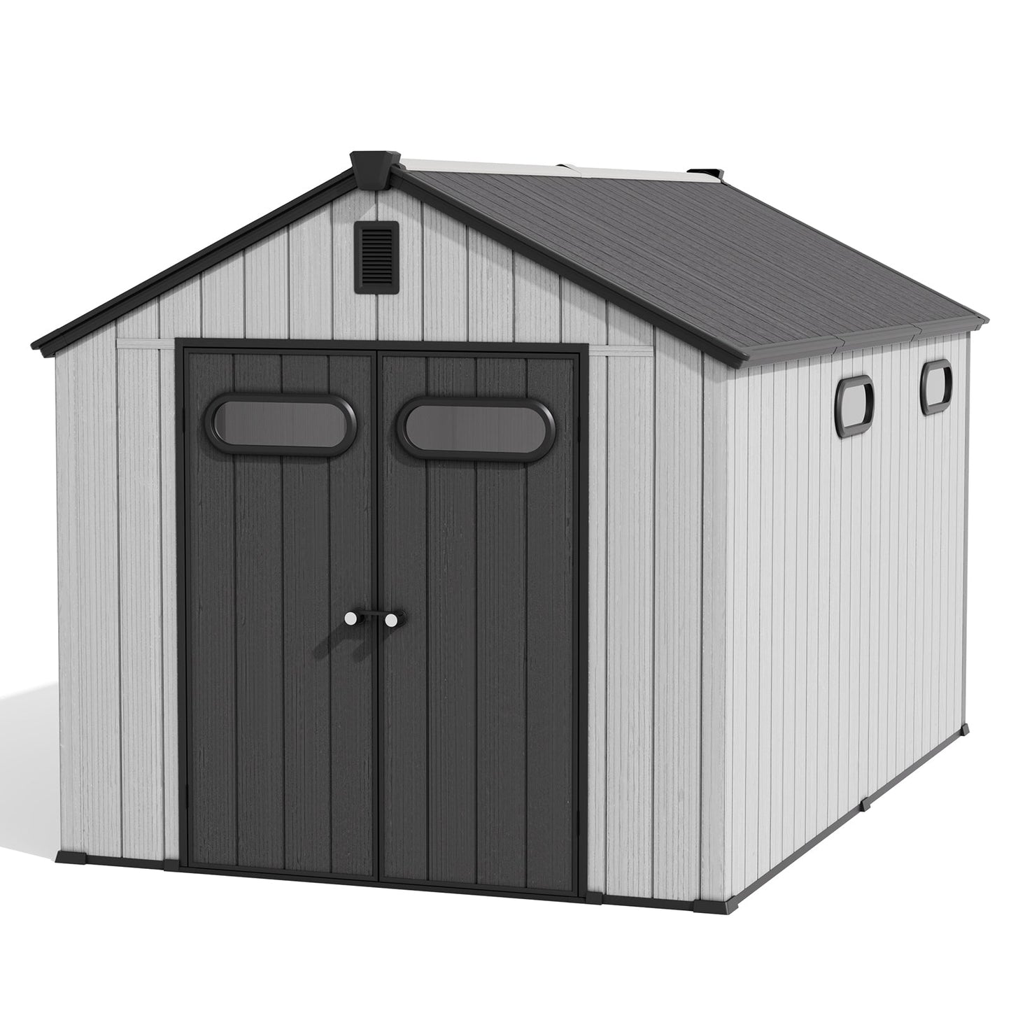 Outdoor Resin Storage Shed with Floor, Skylight & Lockable Door