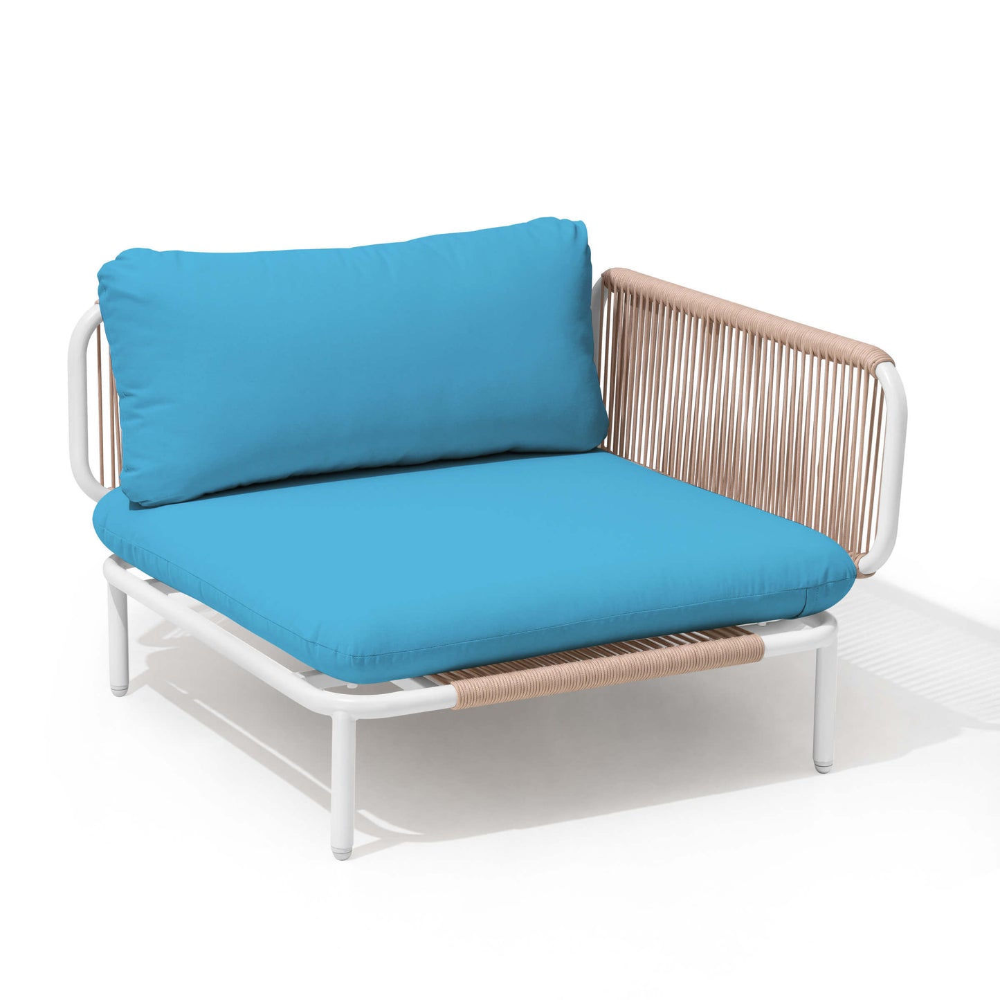 Modular Patio Sofa Chair with Rope Weave & Convertible Armrests