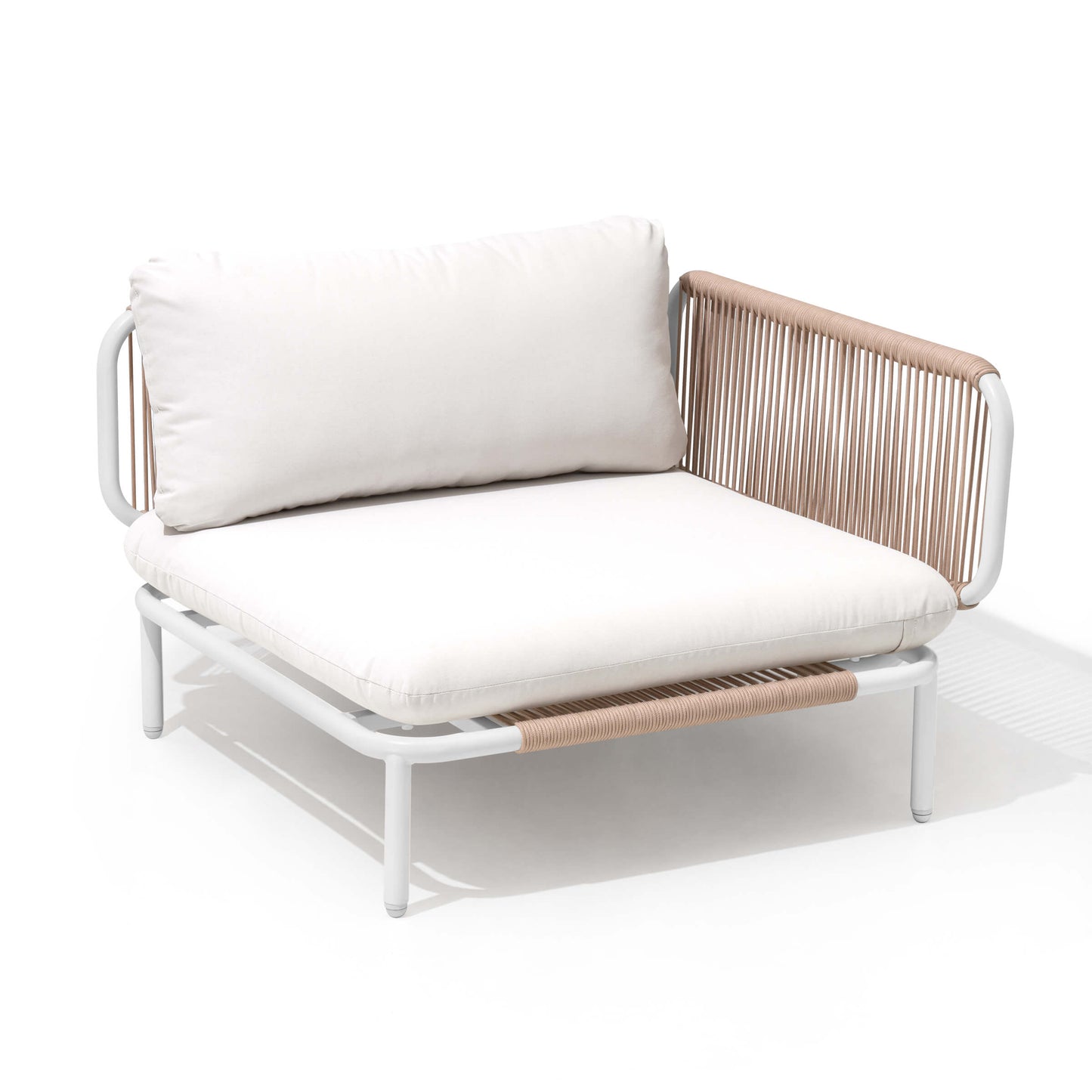 Modular Patio Sofa Chair with Rope Weave & Convertible Armrests
