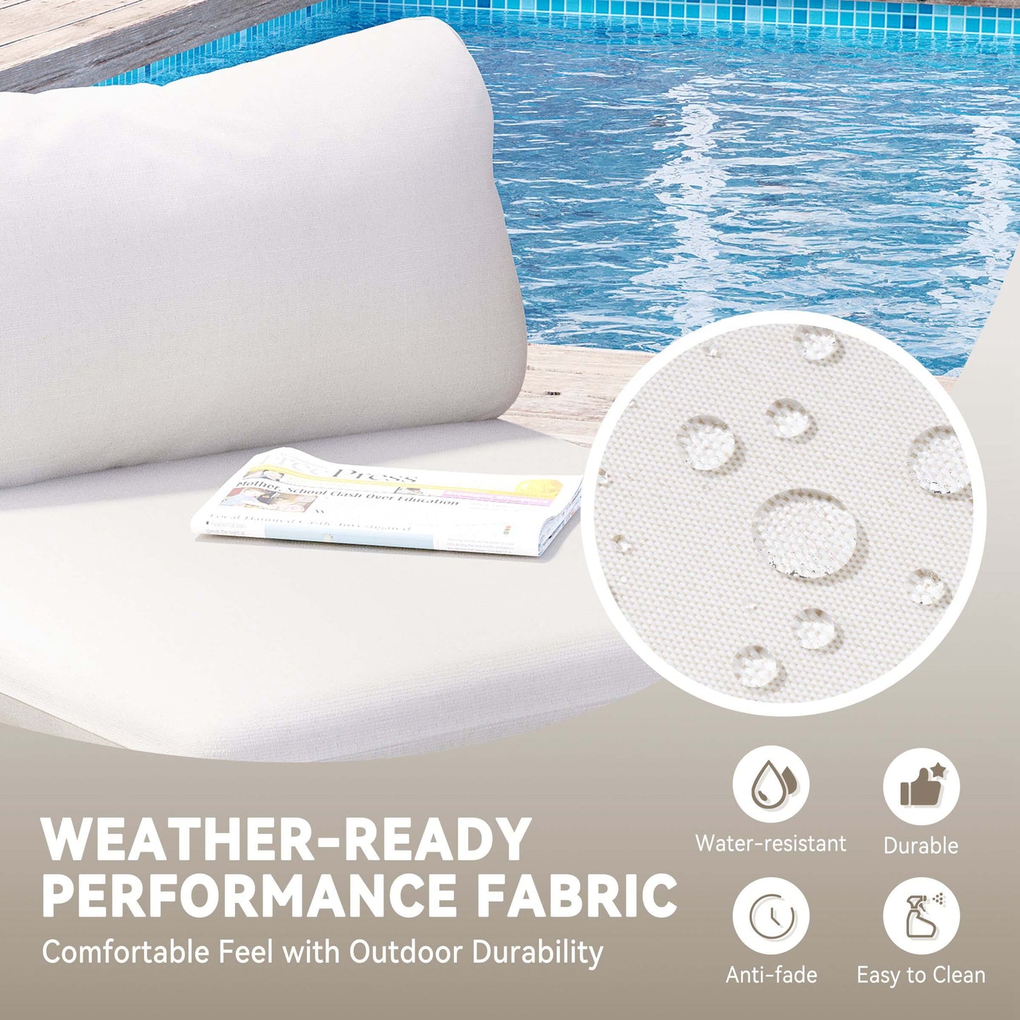 Modular Patio Sofa Chair with Rope Weave & Convertible Armrests