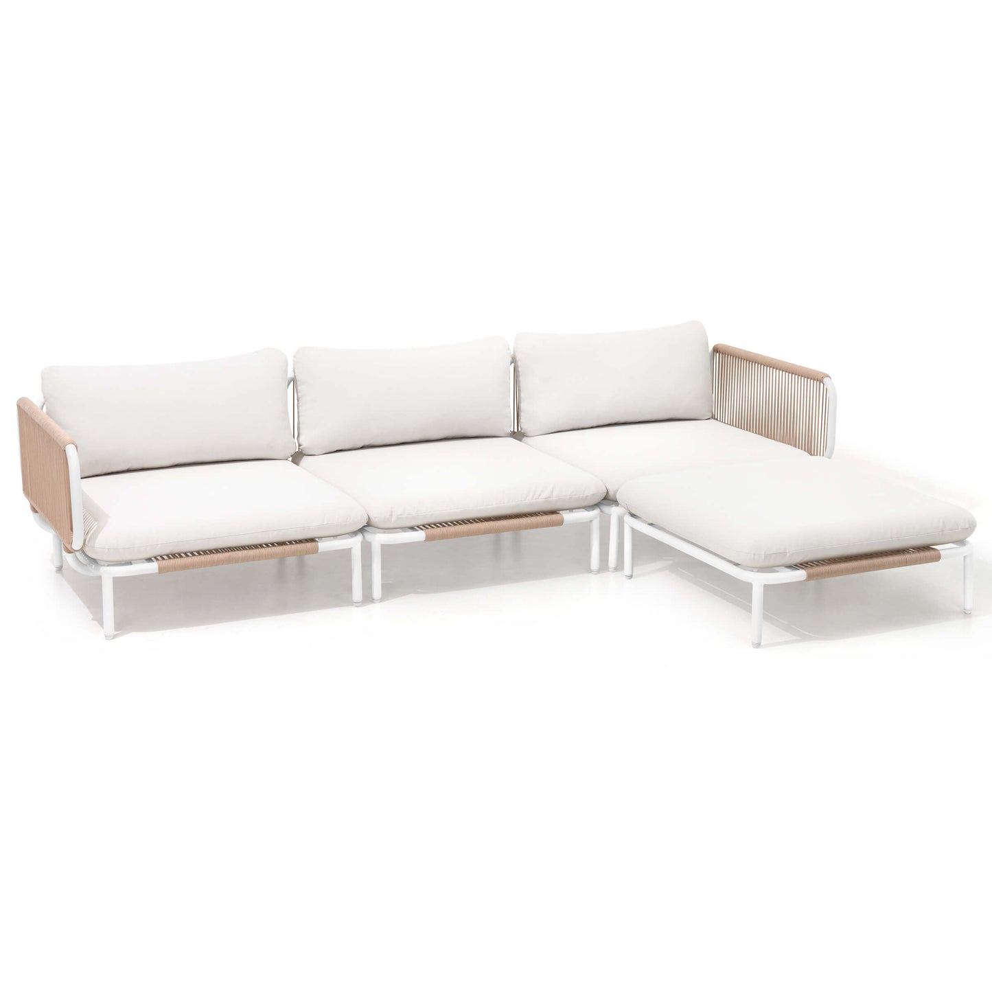 Modular Patio Sofa Chair with Rope Weave & Convertible Armrests