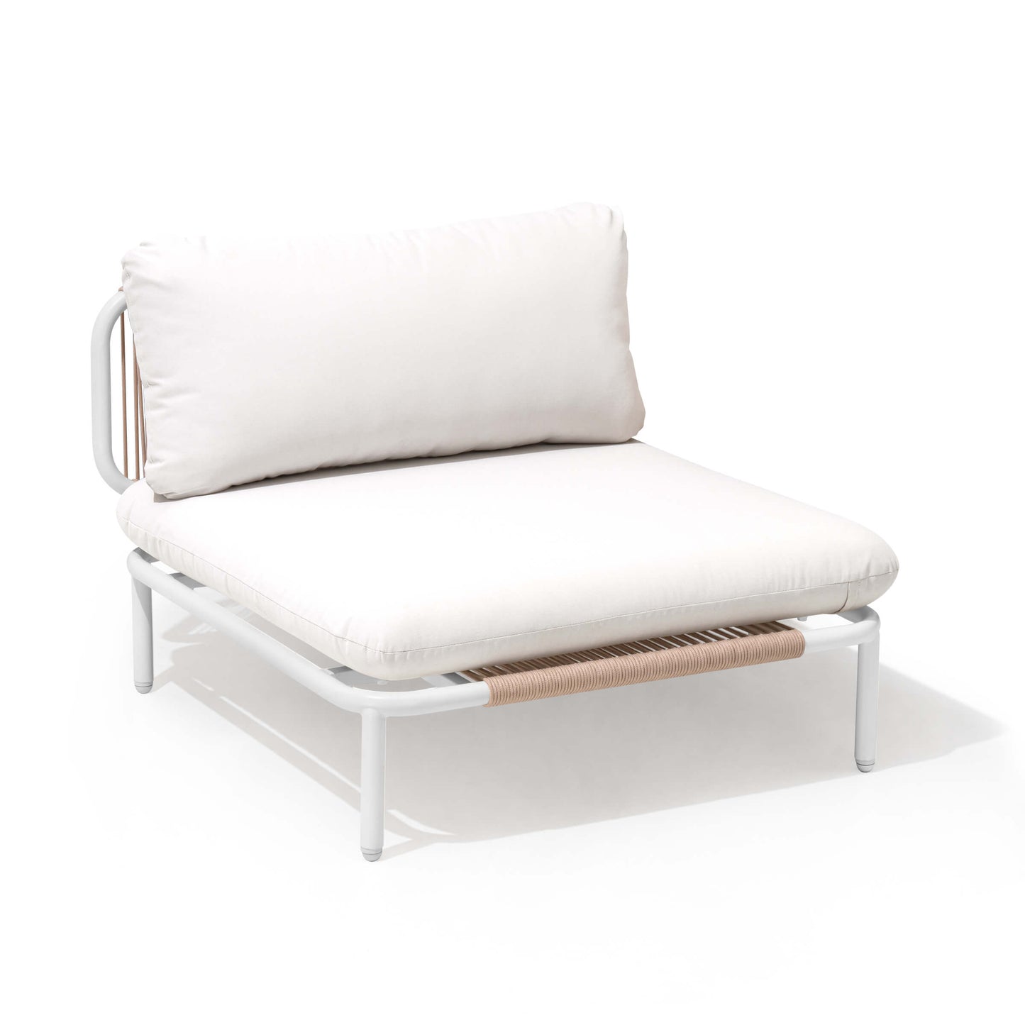 Modular Patio Sofa Chair with Rope Weave & Convertible Armrests
